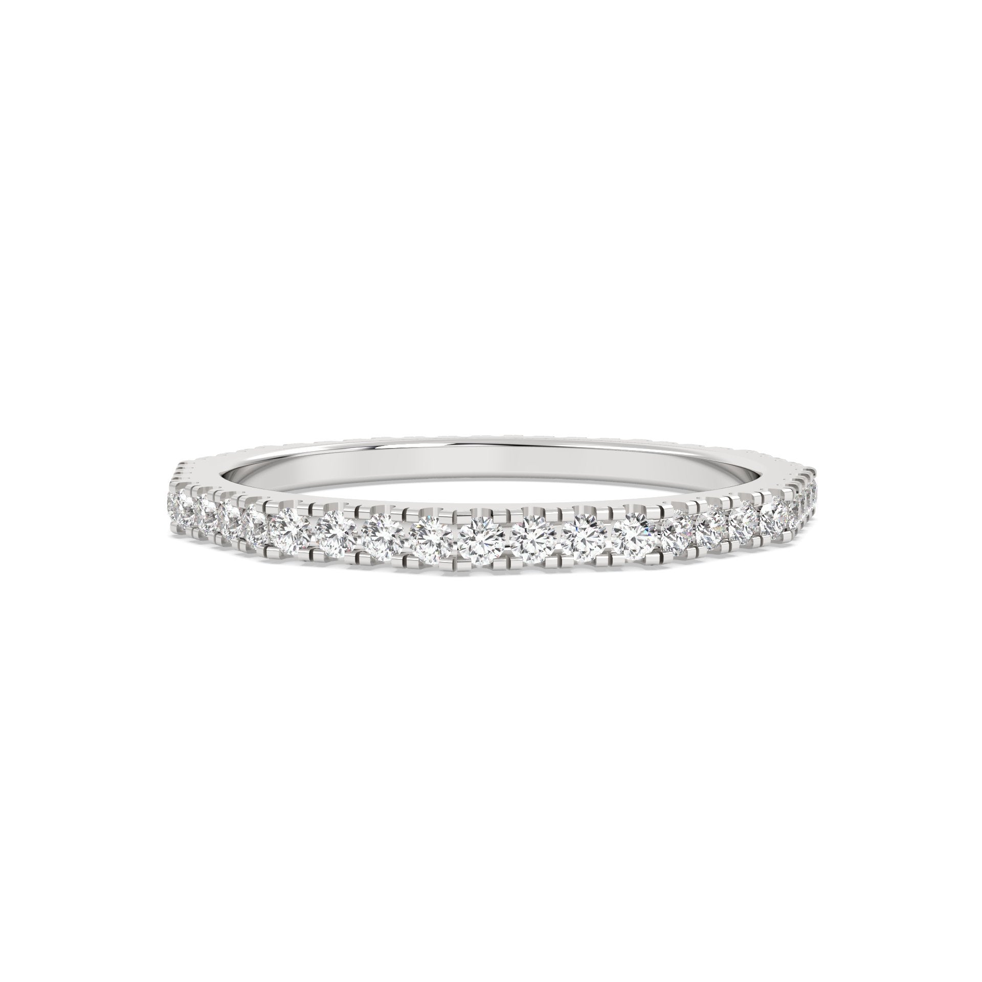 White Gold ring Band with multiple round  diamonds