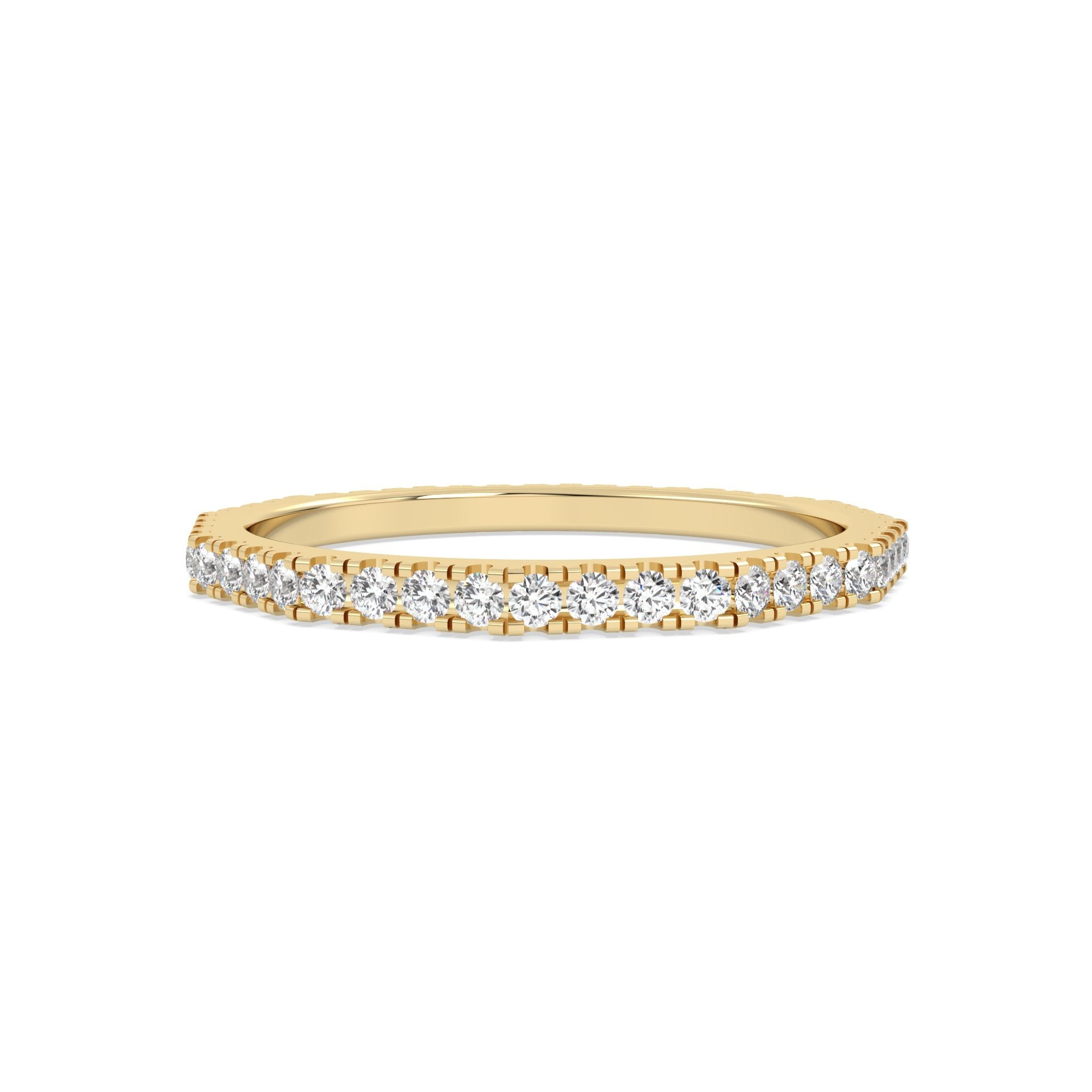 Yellow Gold ring Band with multiple round  diamonds