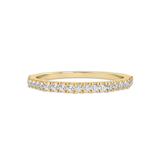 Yellow Gold ring Band with multiple round  diamonds