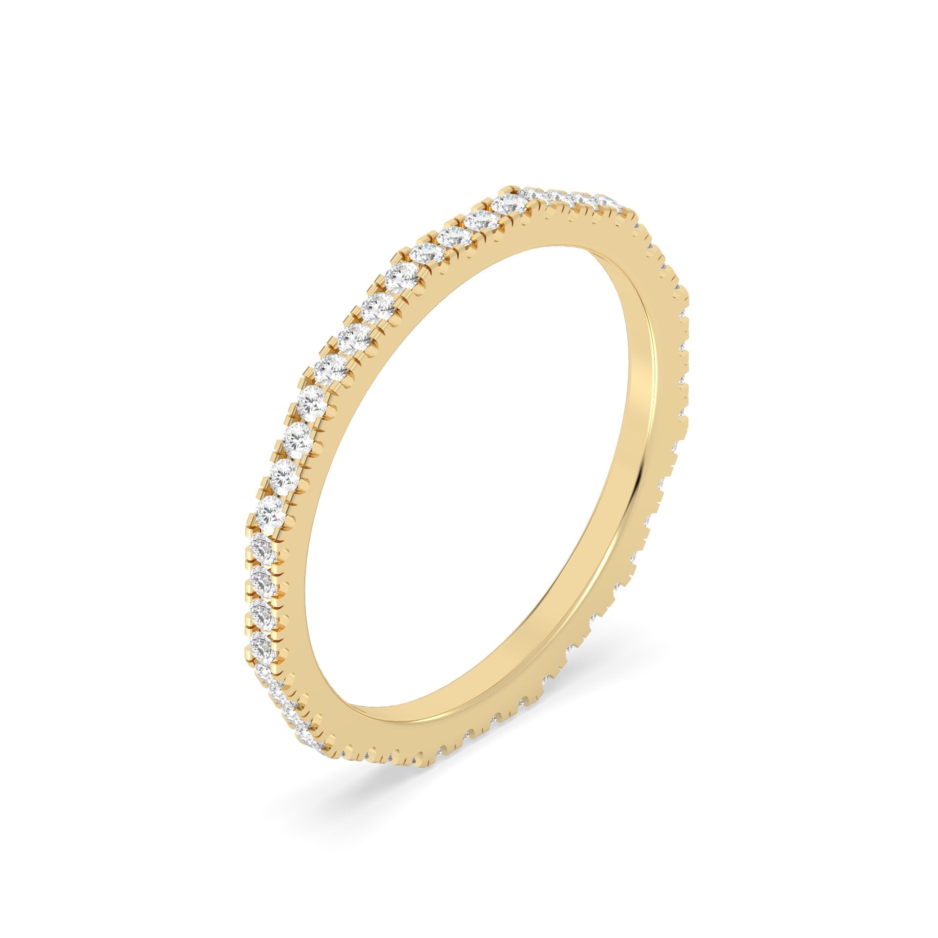 Yellow Gold ring Band with multiple round  diamonds