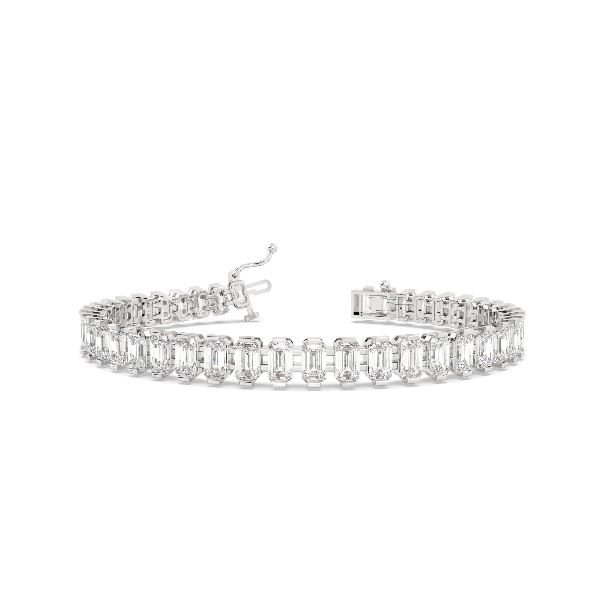 11 carat Emerald Men Tennis Bracelet in white gold