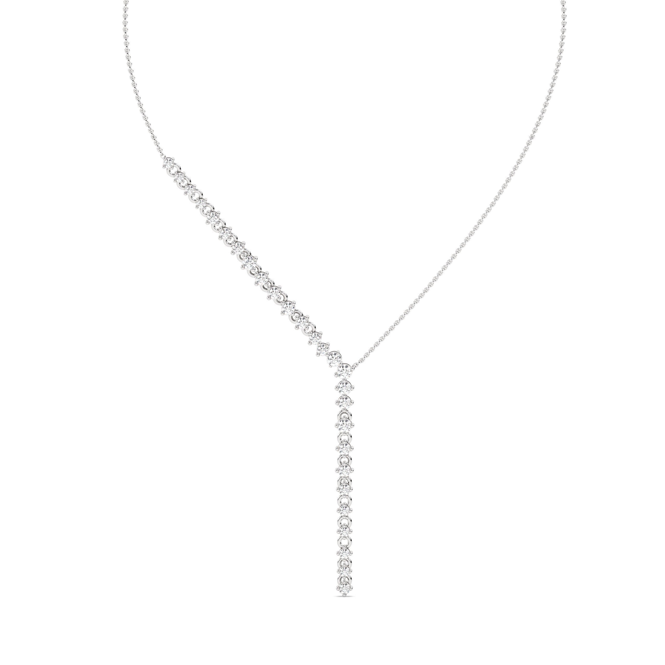 Drop Lariat Lab Grown Diamond Necklace – 925 Silver