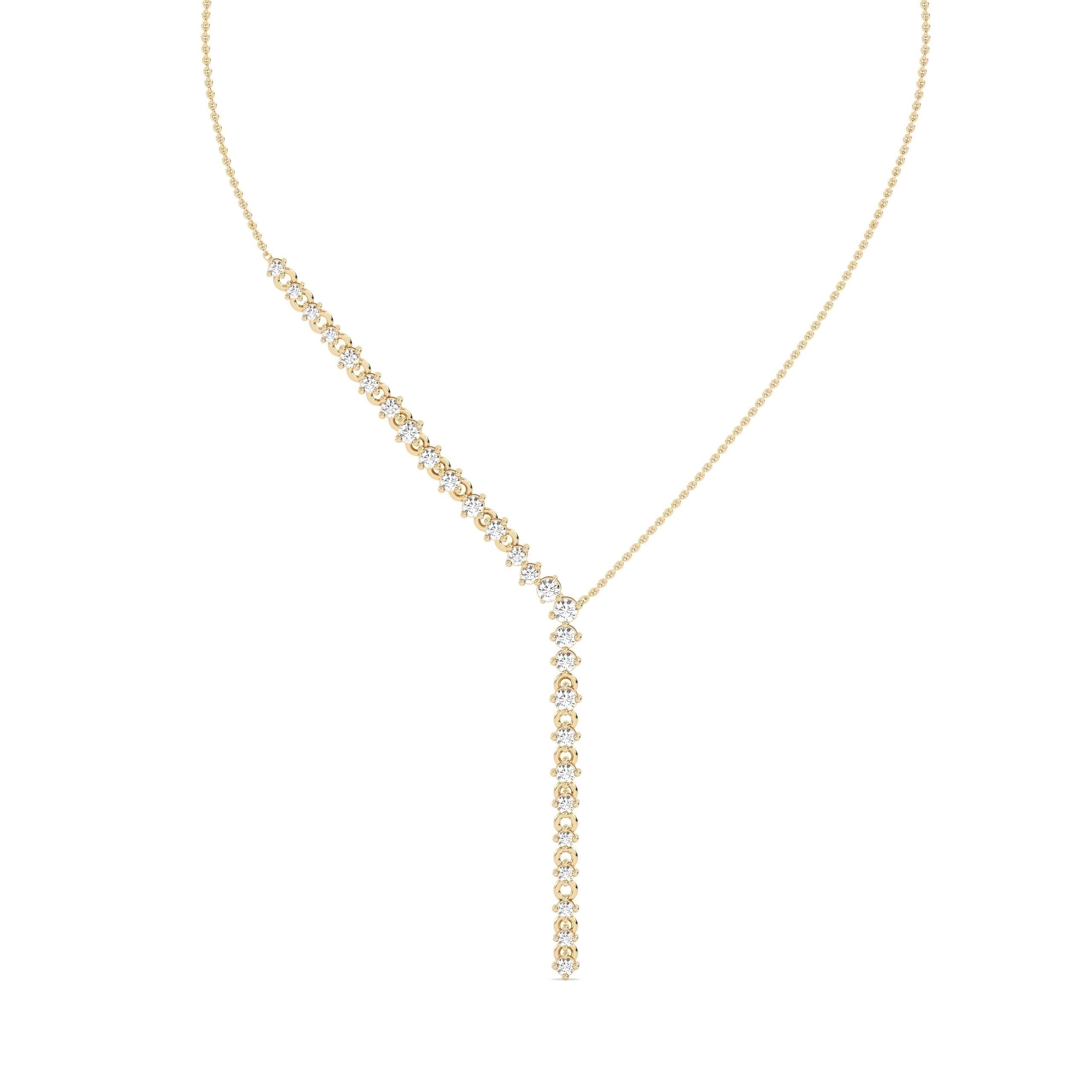 Drop Lariat Lab Grown Diamond Necklace – 925 Silver