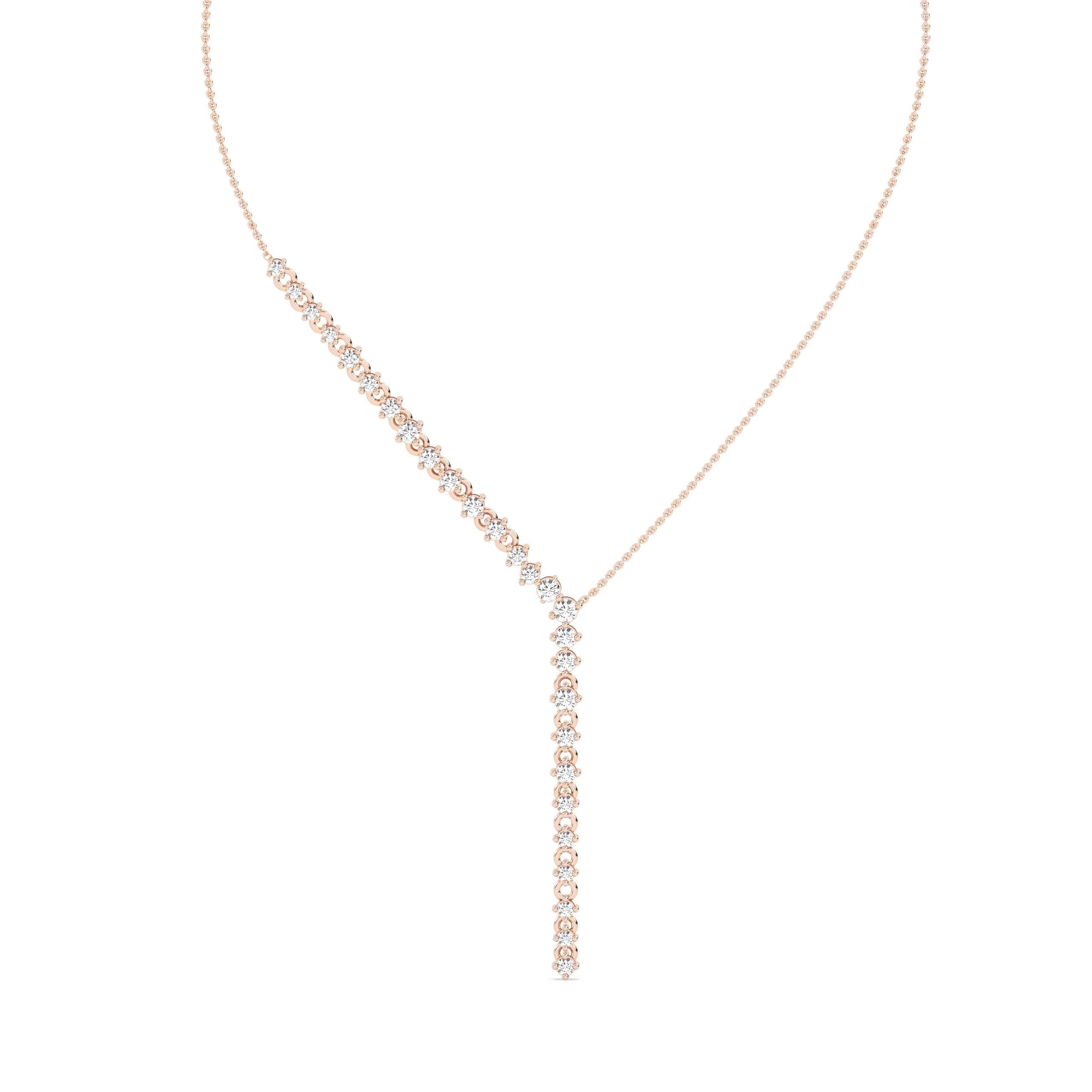 Drop Lariat Lab Grown Diamond Necklace – 925 Silver
