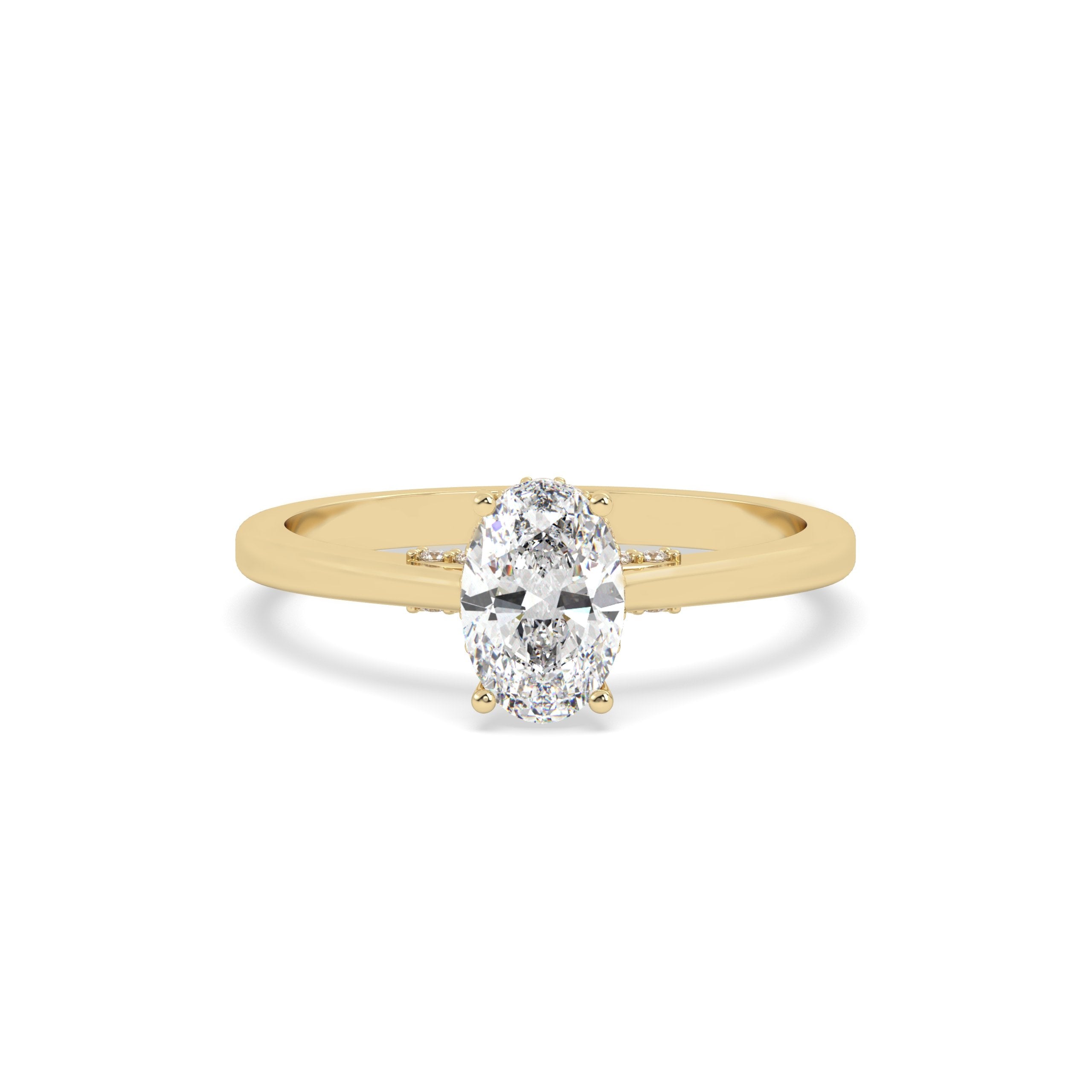 1 CT Oval cut Diamond Ring in 18kt gold and silver