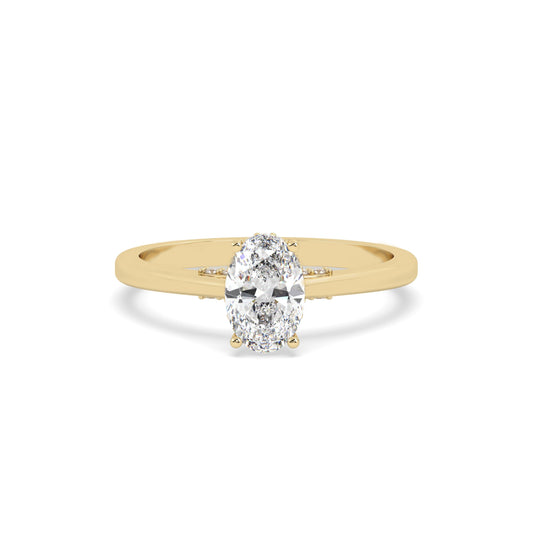 1 CT Oval cut Diamond Ring in 18kt gold and silver