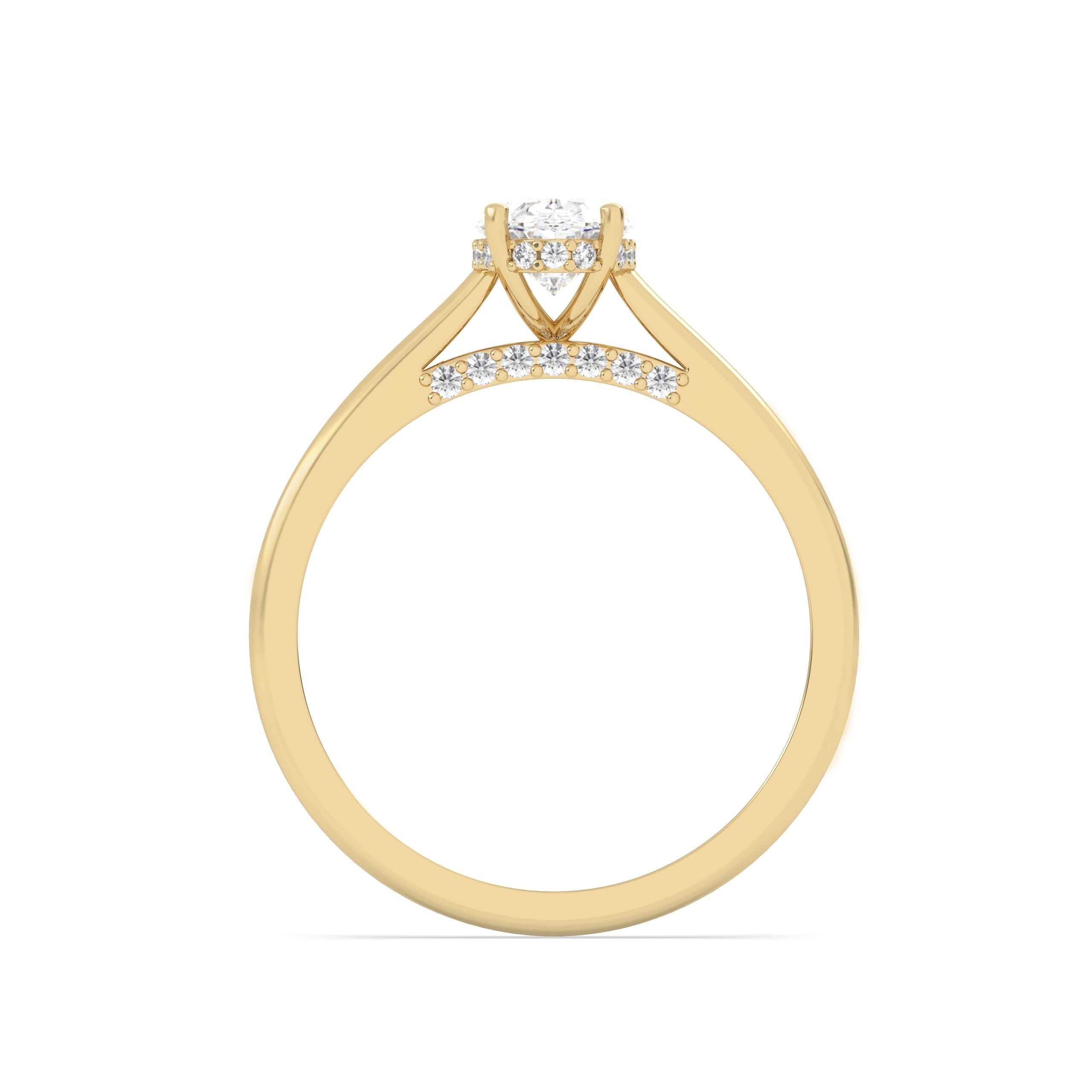 1 CT Oval cut Diamond Ring in 18kt gold with bridge
