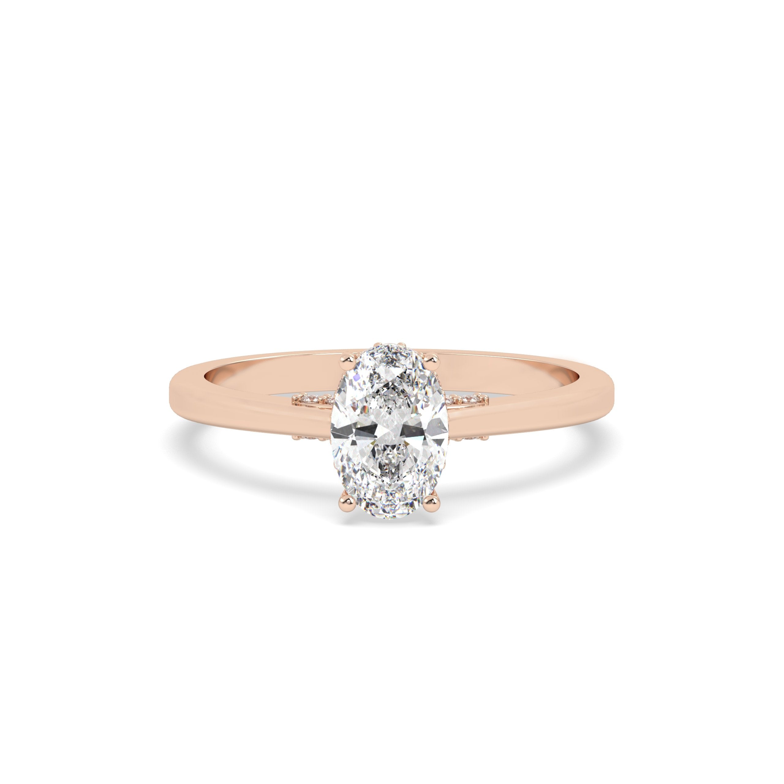 1 CT Oval cut Diamond Ring in rose gold and silver