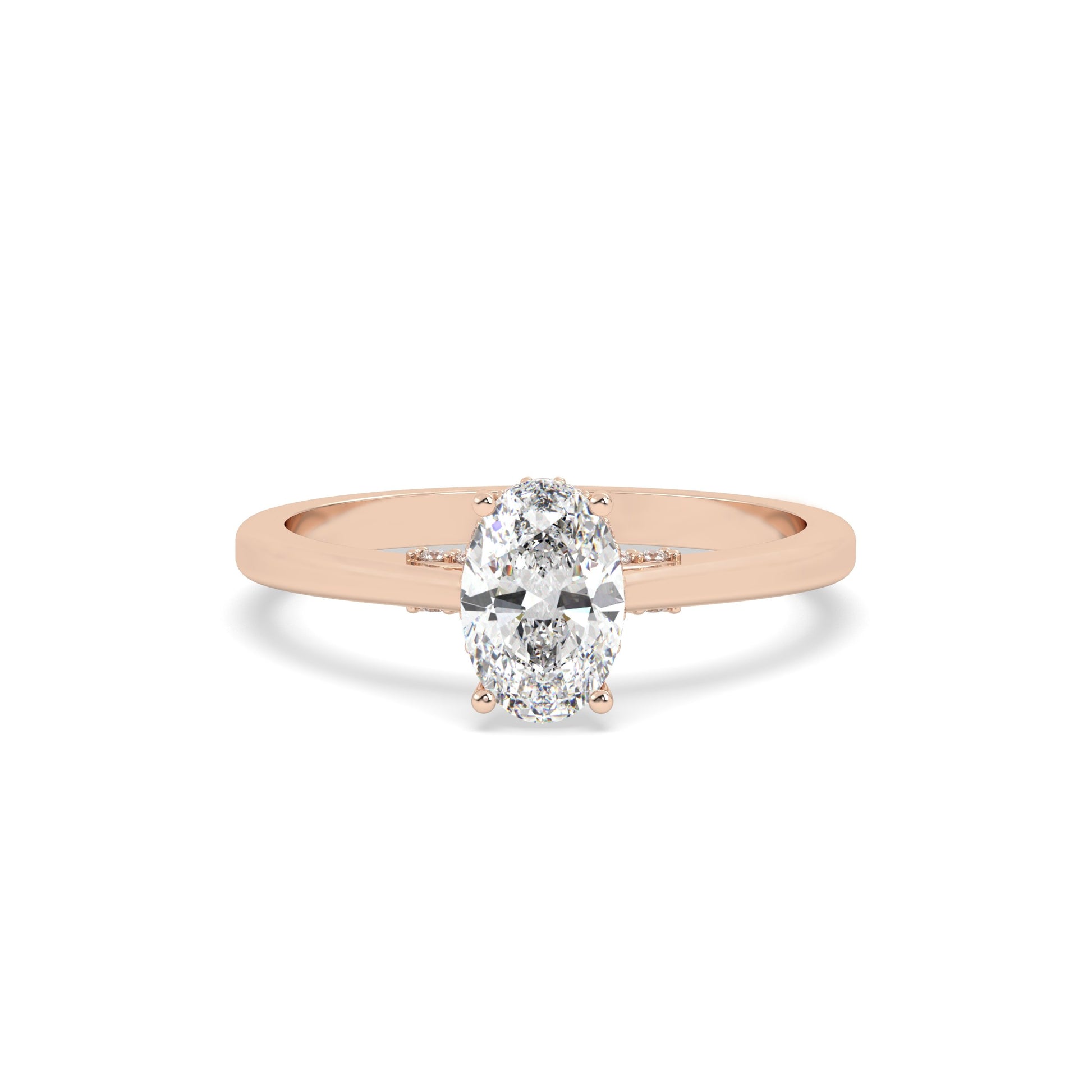 1 CT Oval cut Diamond Ring in rose gold and silver