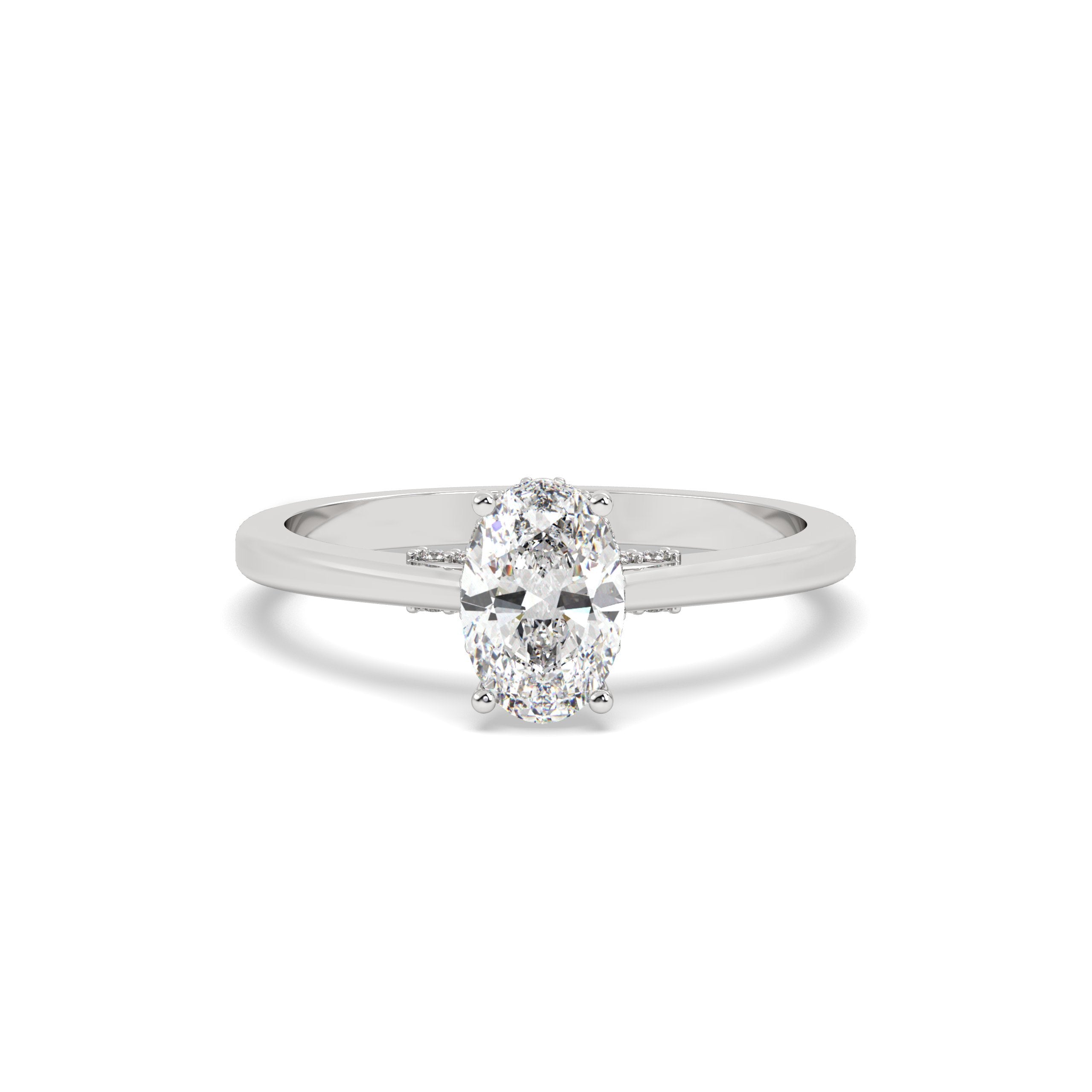 1 CT Oval cut Diamond Ring in white gold and silver