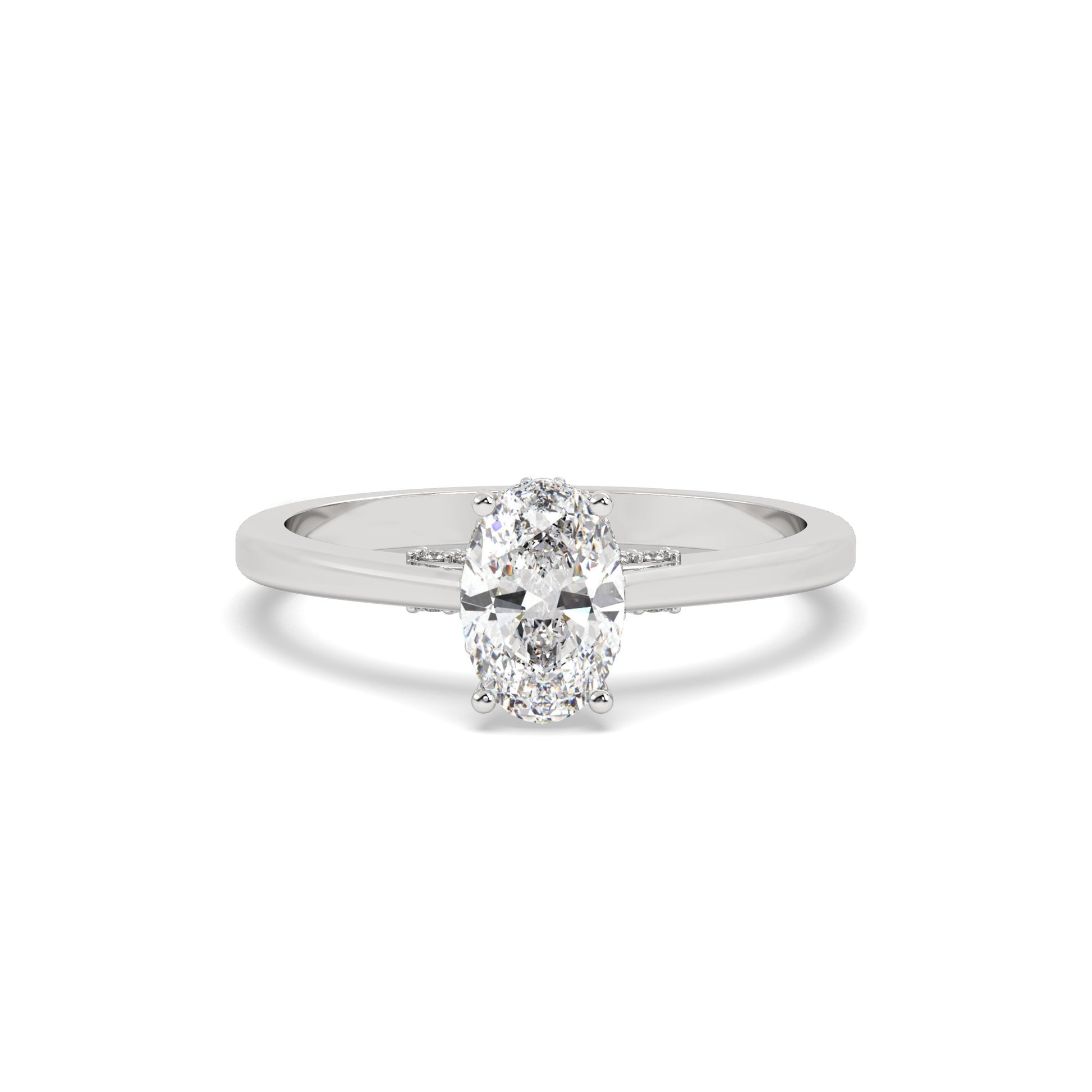1 CT Oval cut Diamond Ring in white gold and silver