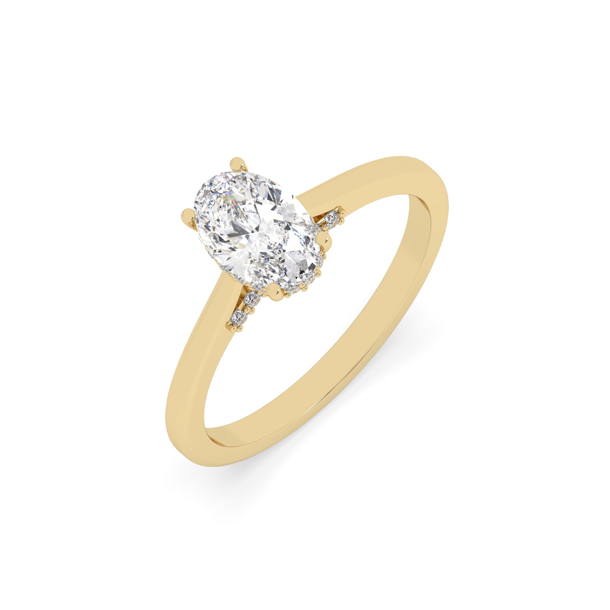 1 CT Oval cut Diamond Ringin yellow gold