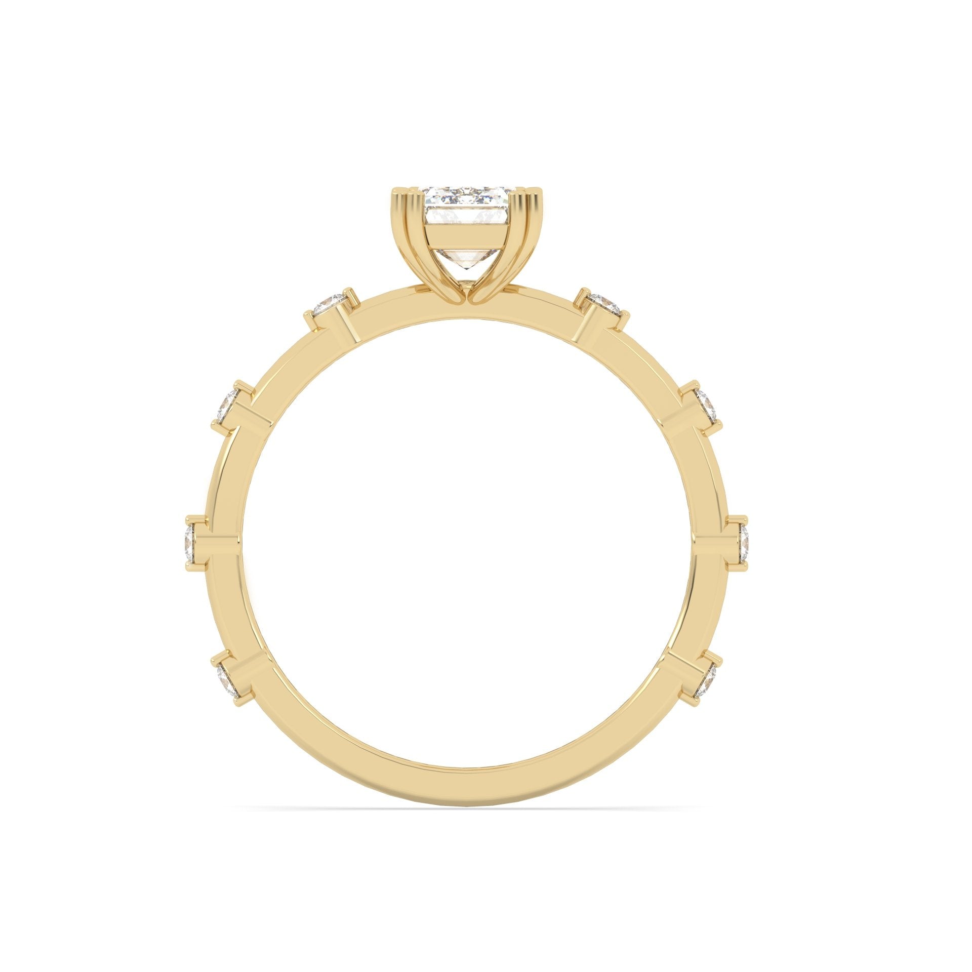 1 Ct Emerald Cut Diamond Solitaire Ring in diamond shank