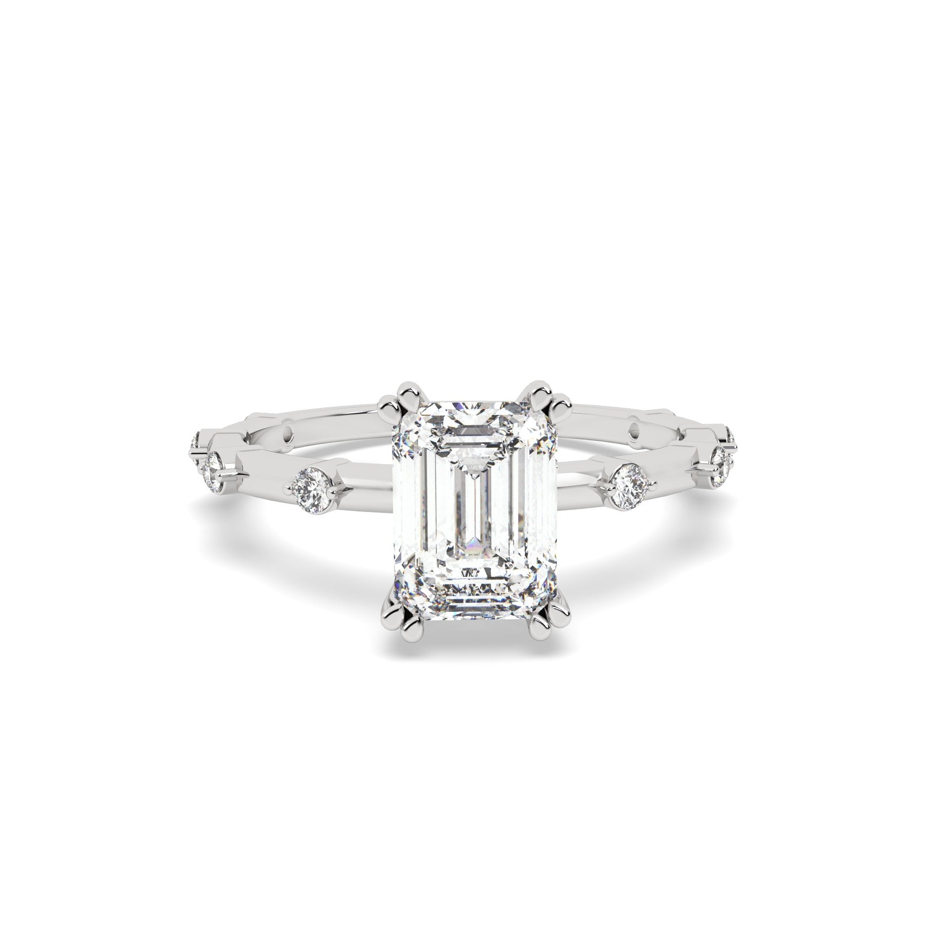 1 Ct Emerald Cut Diamond Solitaire Ring in white gold and silver