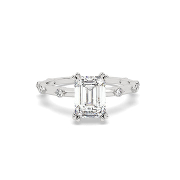 1 Ct Emerald Cut Diamond Solitaire Ring in white gold and silver