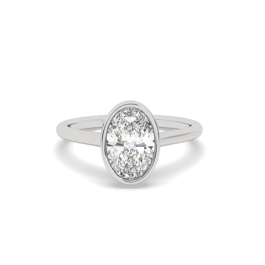 2 Ct Oval Cut Bezel Ring in white gold