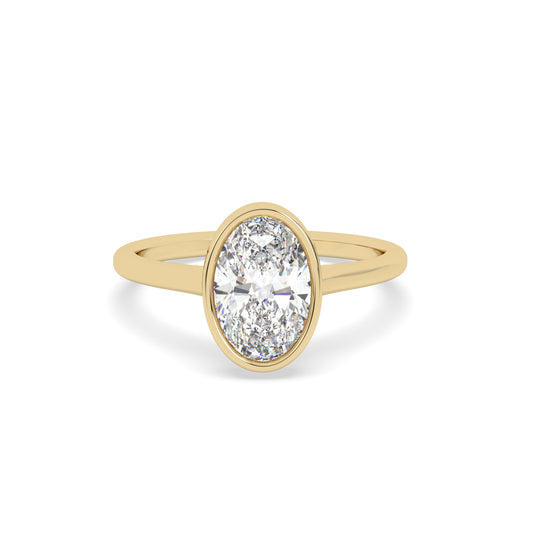 2 Ct Oval Cut Bezel Ring in yellow gold 2