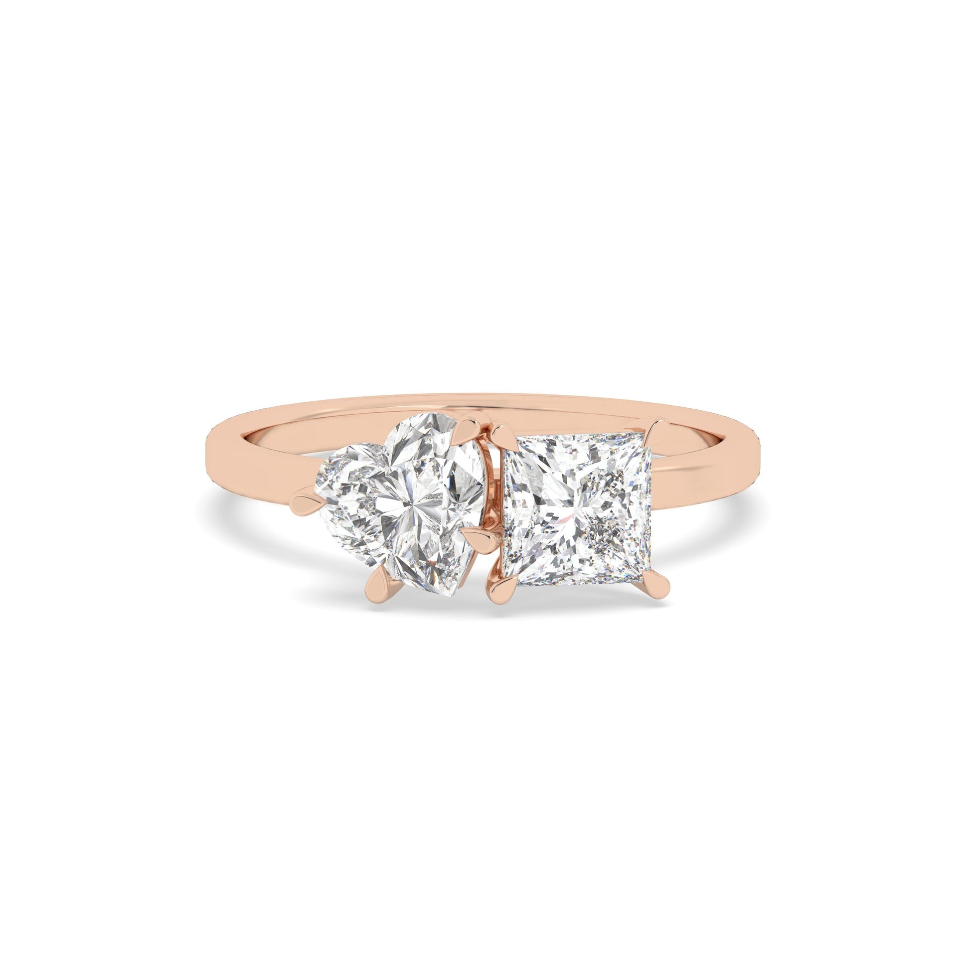 2 stone Heart & Princess Toi Et Moi Ring for daily wear