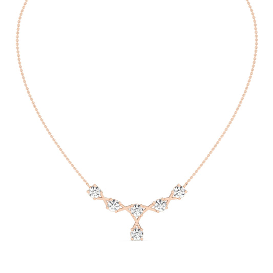 Lab Grown Round Diamond Necklace in gold and silver