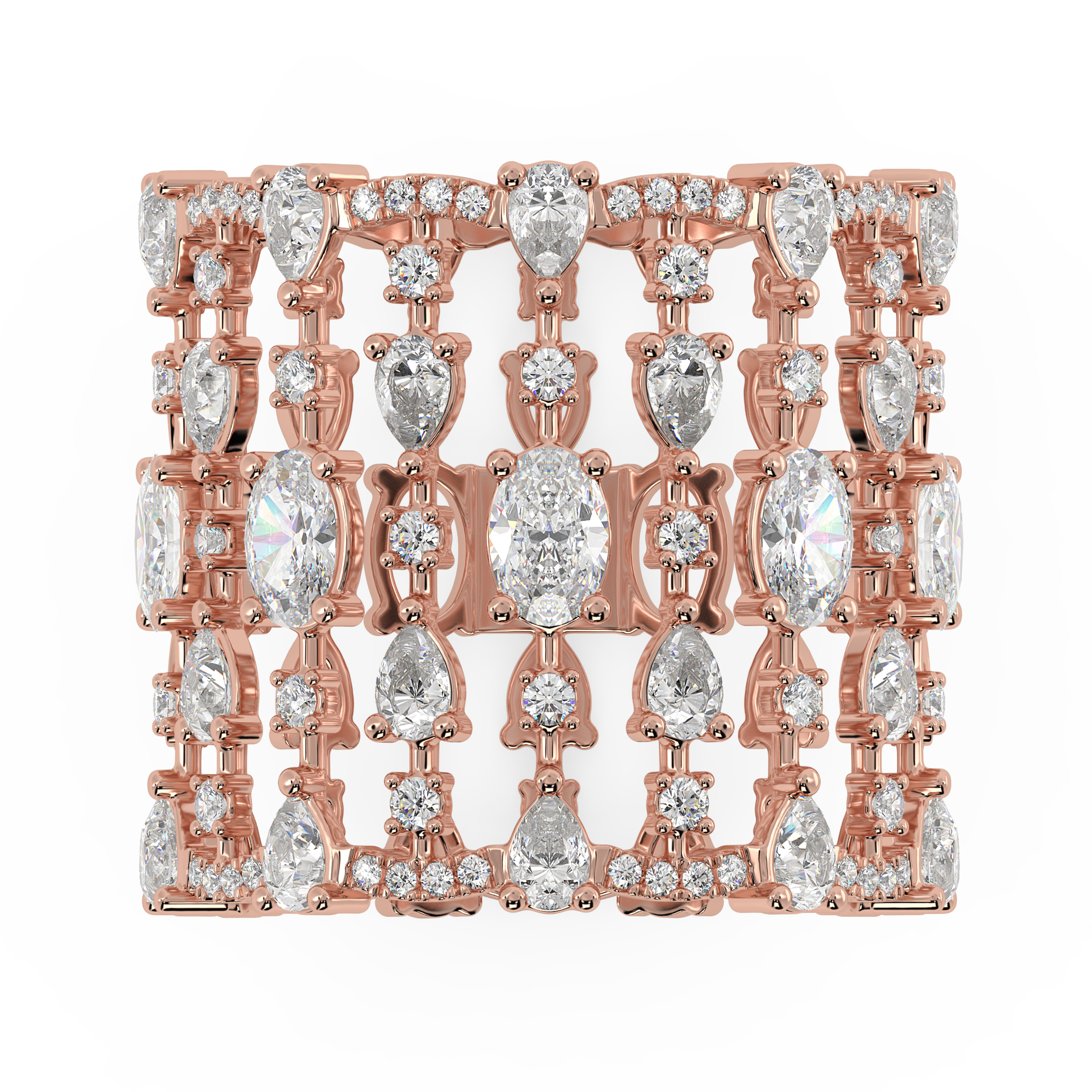 Akasa Oval Cocktail Band in diamond rose color