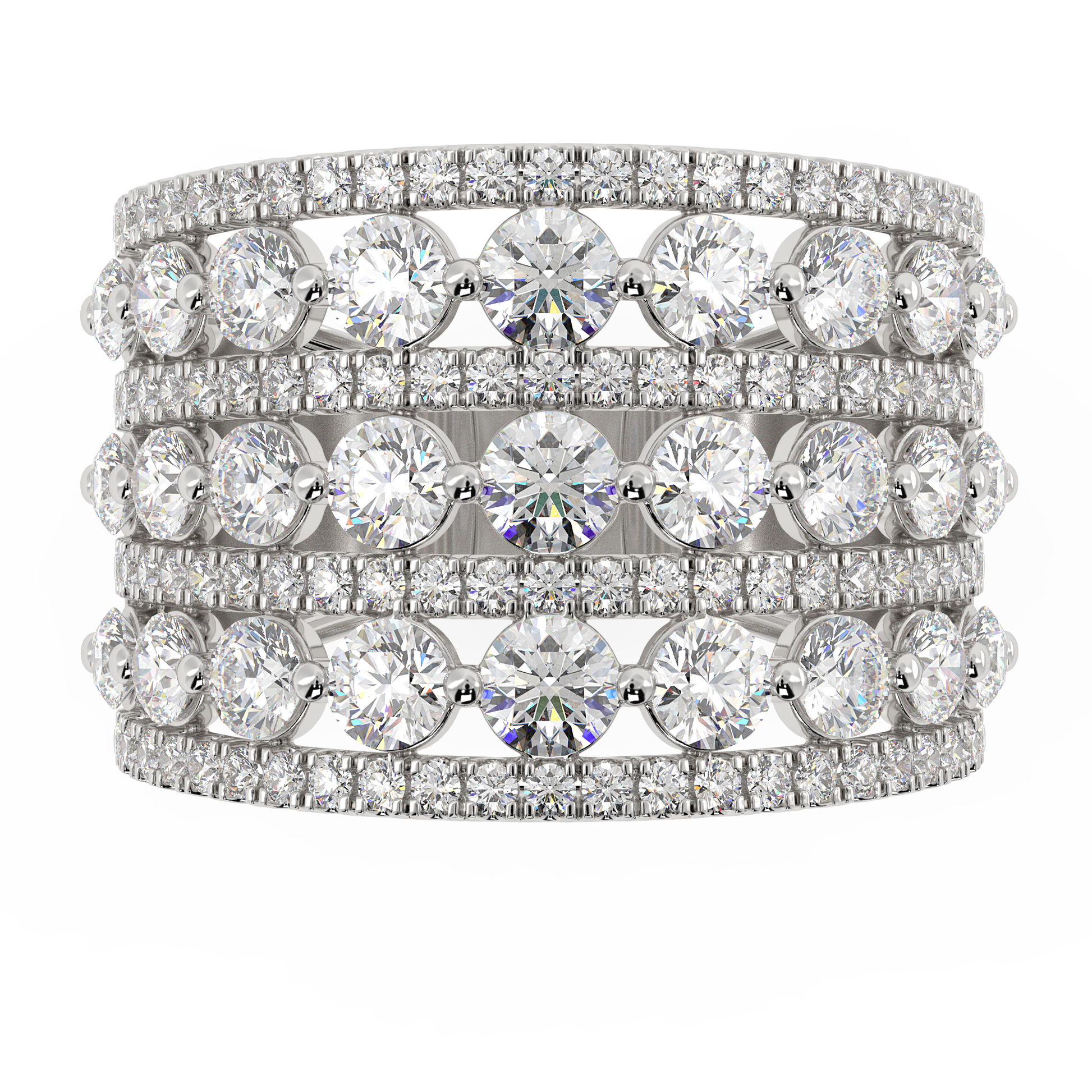 Akasa Round Cocktail Band in lab diamonds and silver