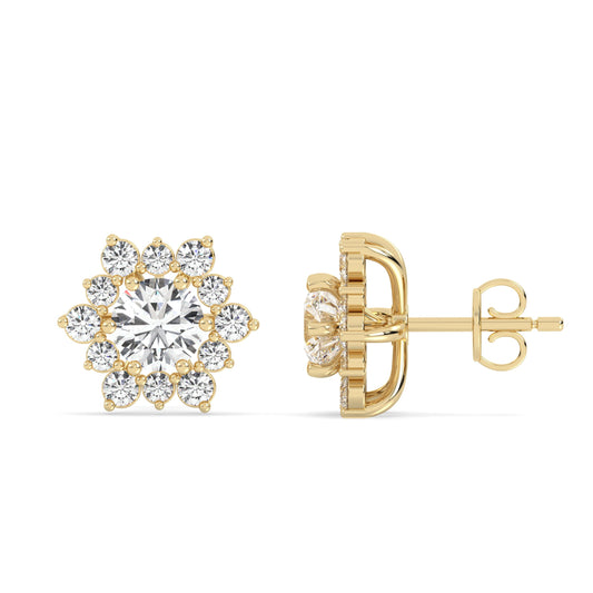 Aurora Floral Functional Earrings in yellow gold