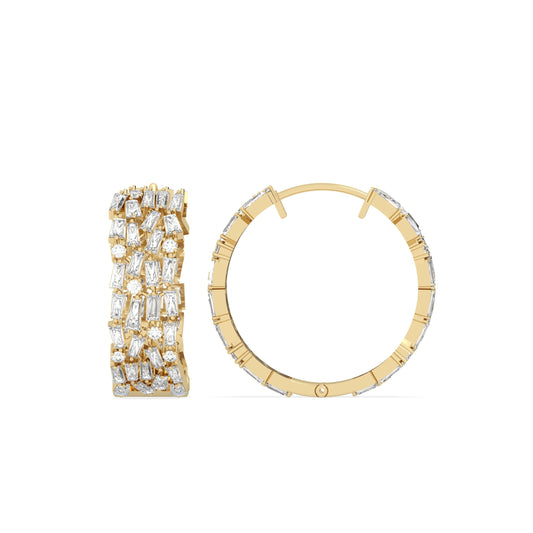 Baguette Cluster Hoop for heavy wear look
