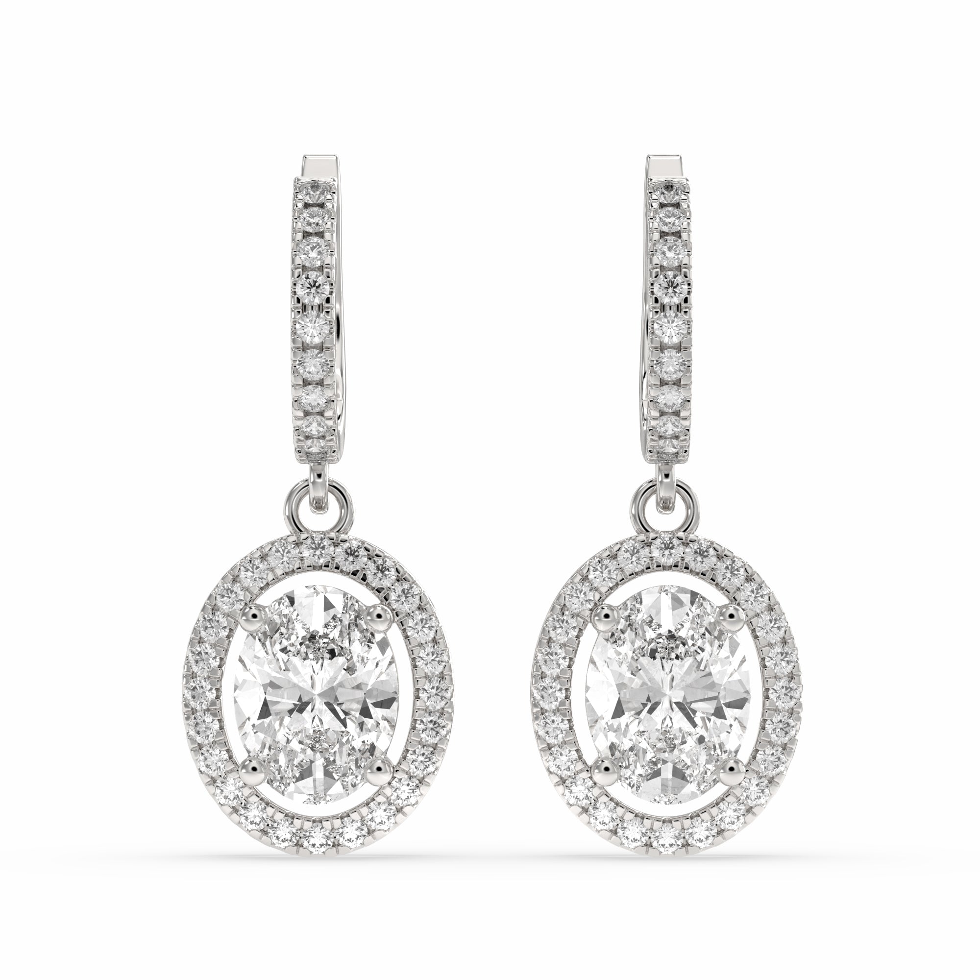 Bahir Oval Drop Earring in diamonds and silver