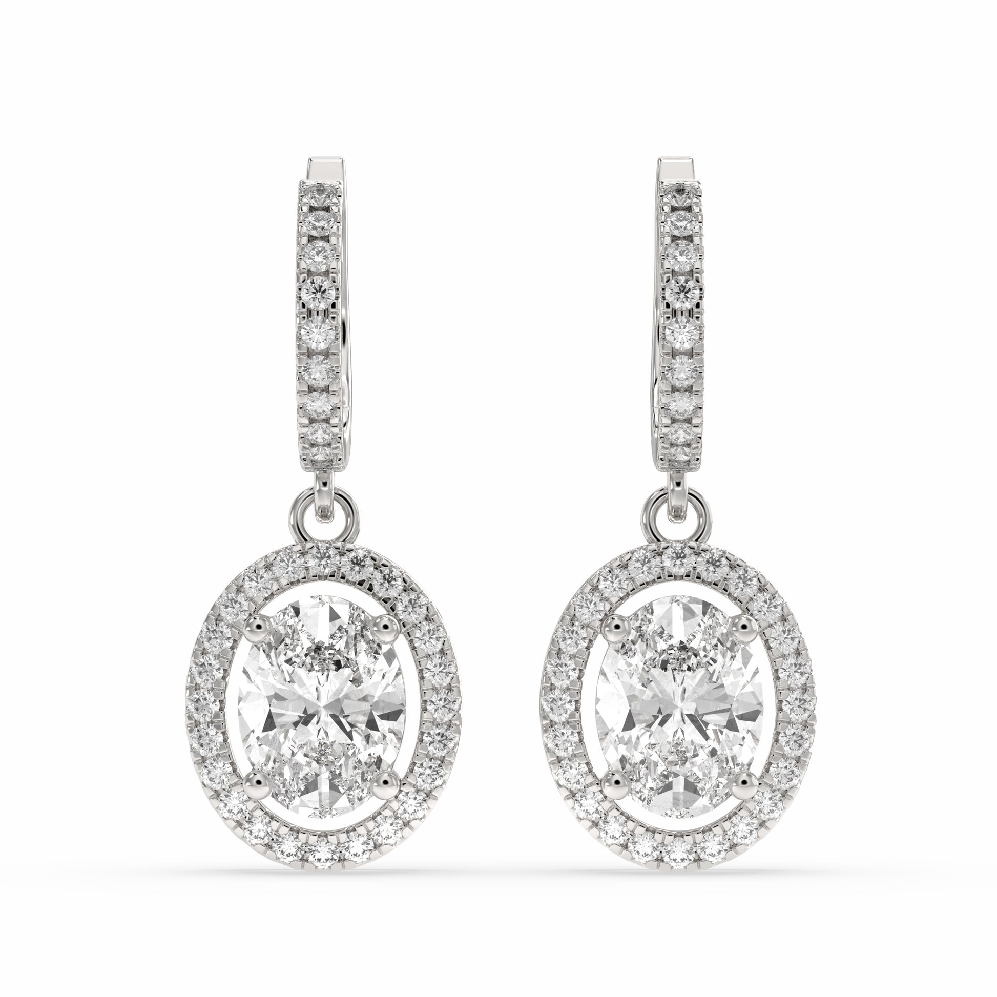 Bahir Oval Drop Earring in diamonds and silver