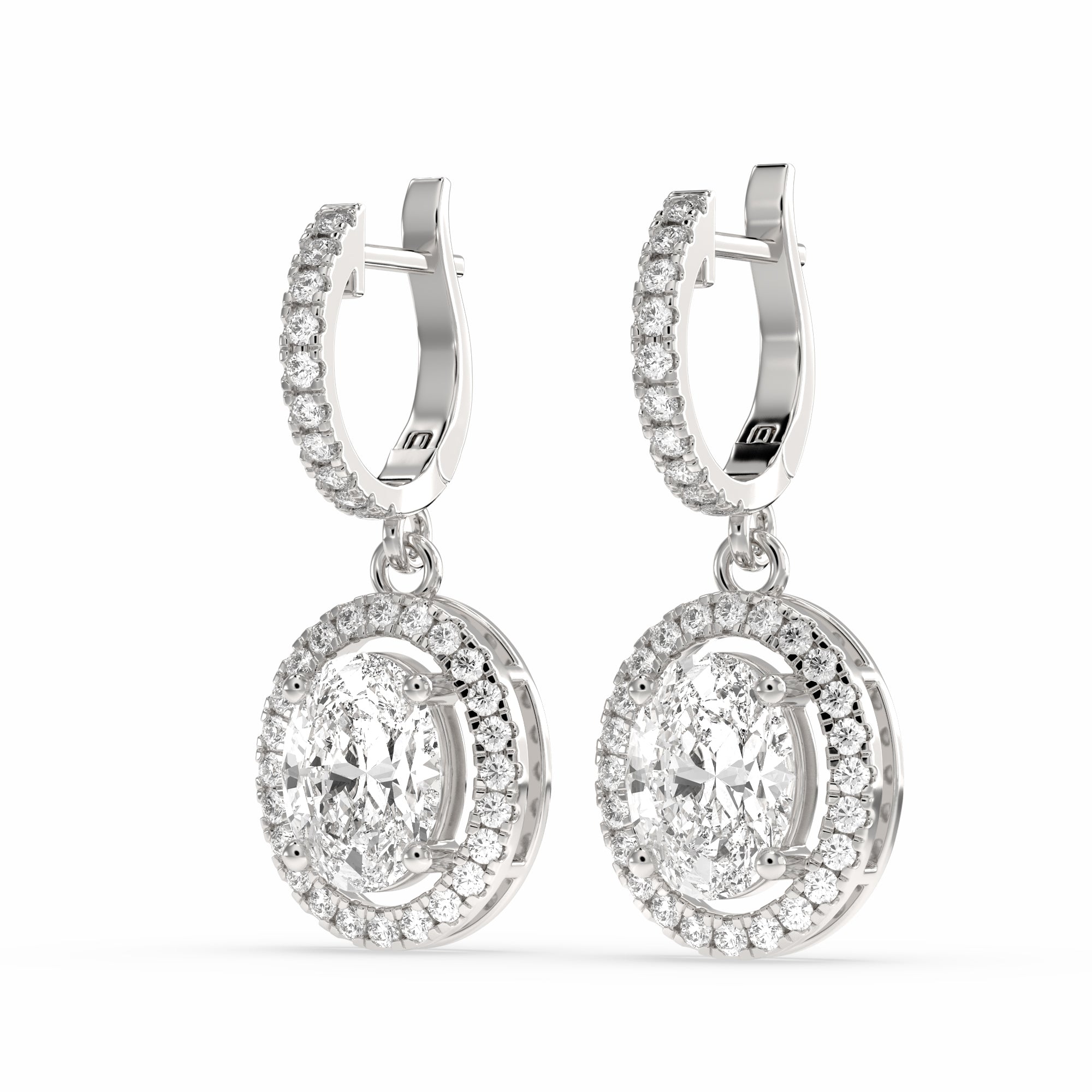 Bahir Oval Drop Earring in diamonds and silver designs