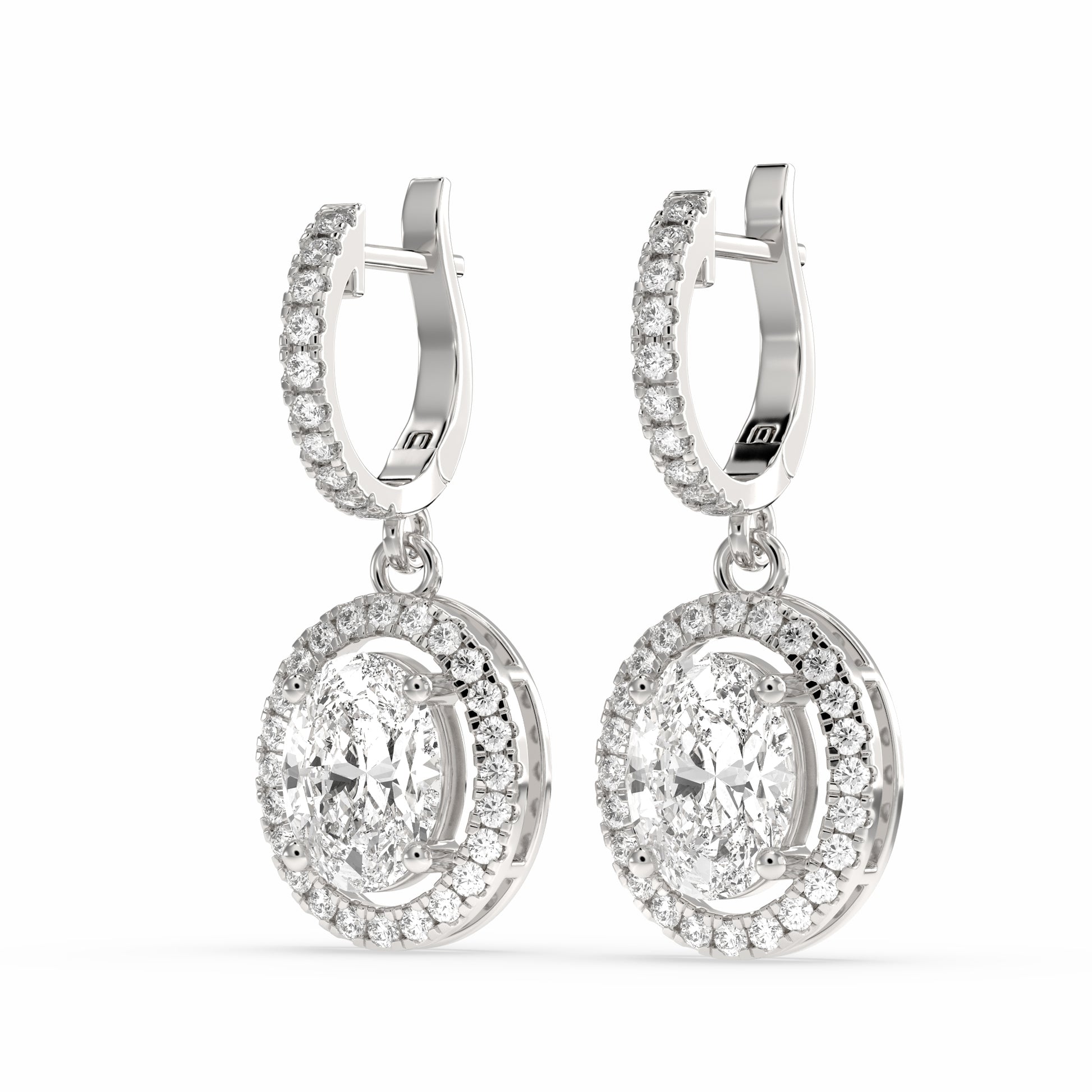 Bahir Oval Drop Earring in diamonds and silver designs