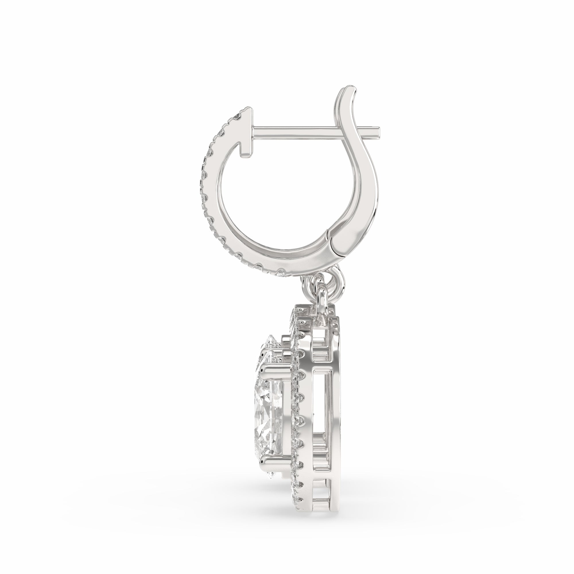Bahir Oval Drop Earring in diamonds and silver side look