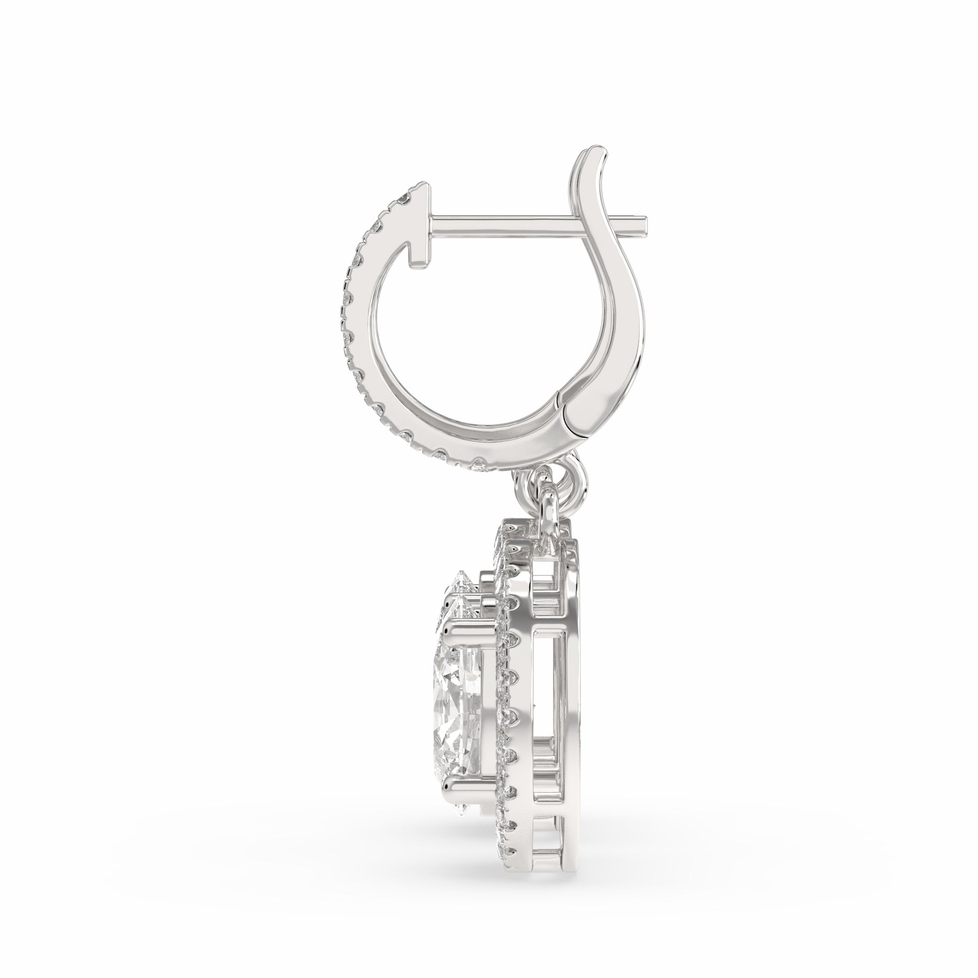 Bahir Oval Drop Earring in diamonds and silver side look