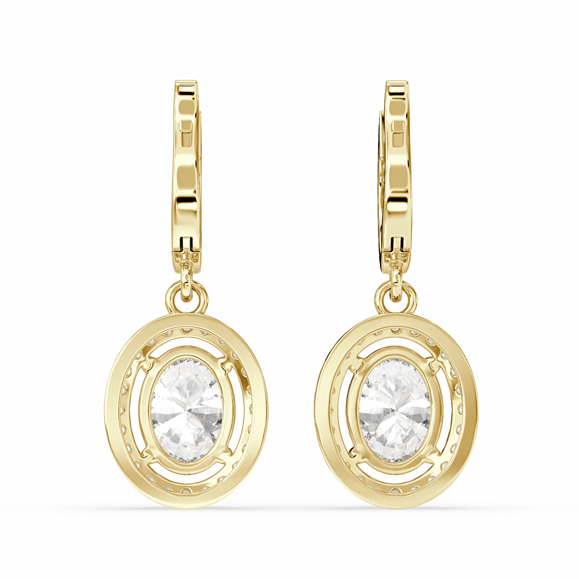 Bahir Oval Drop Earring in diamonds back look
