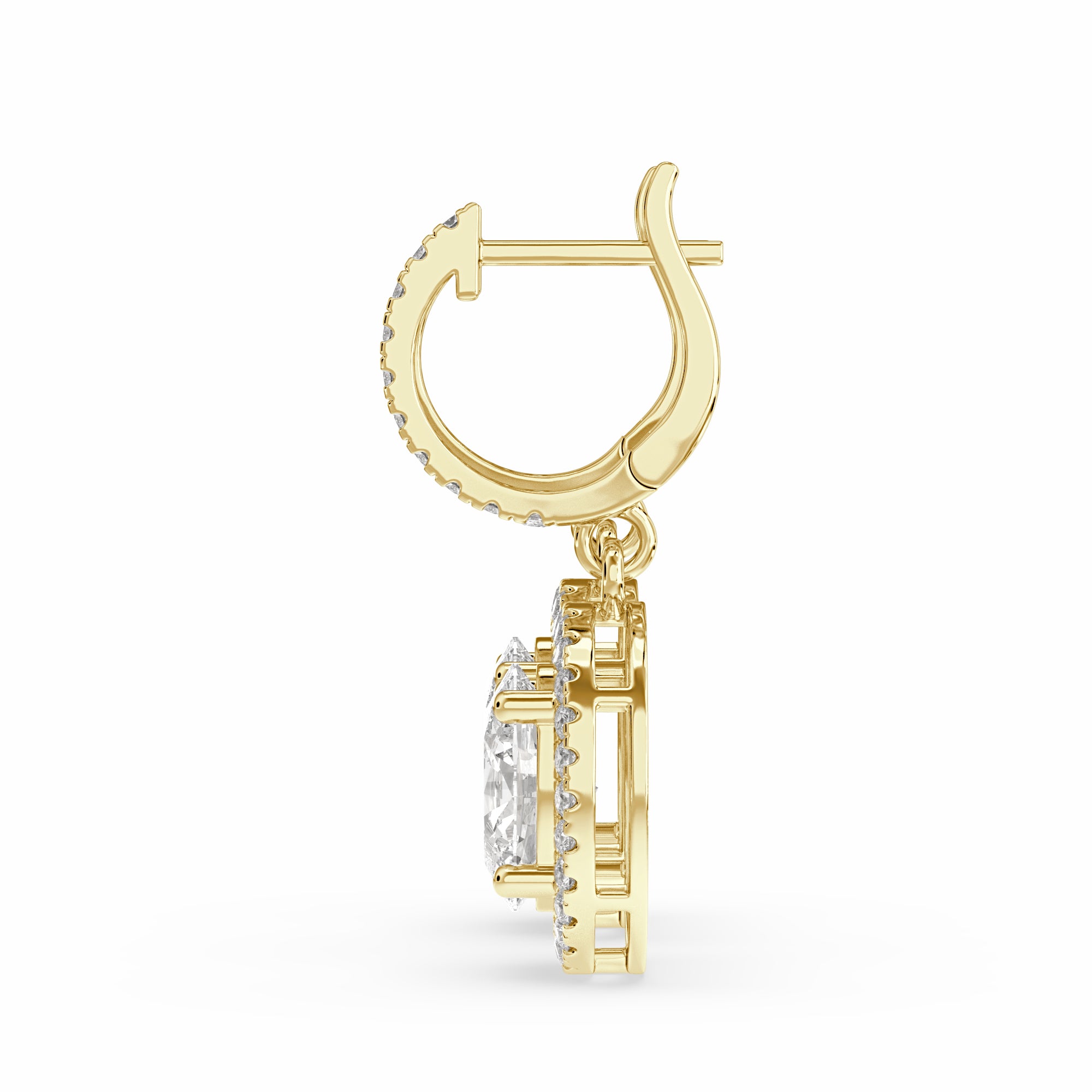 Bahir Oval Drop Earring in diamonds backhook look