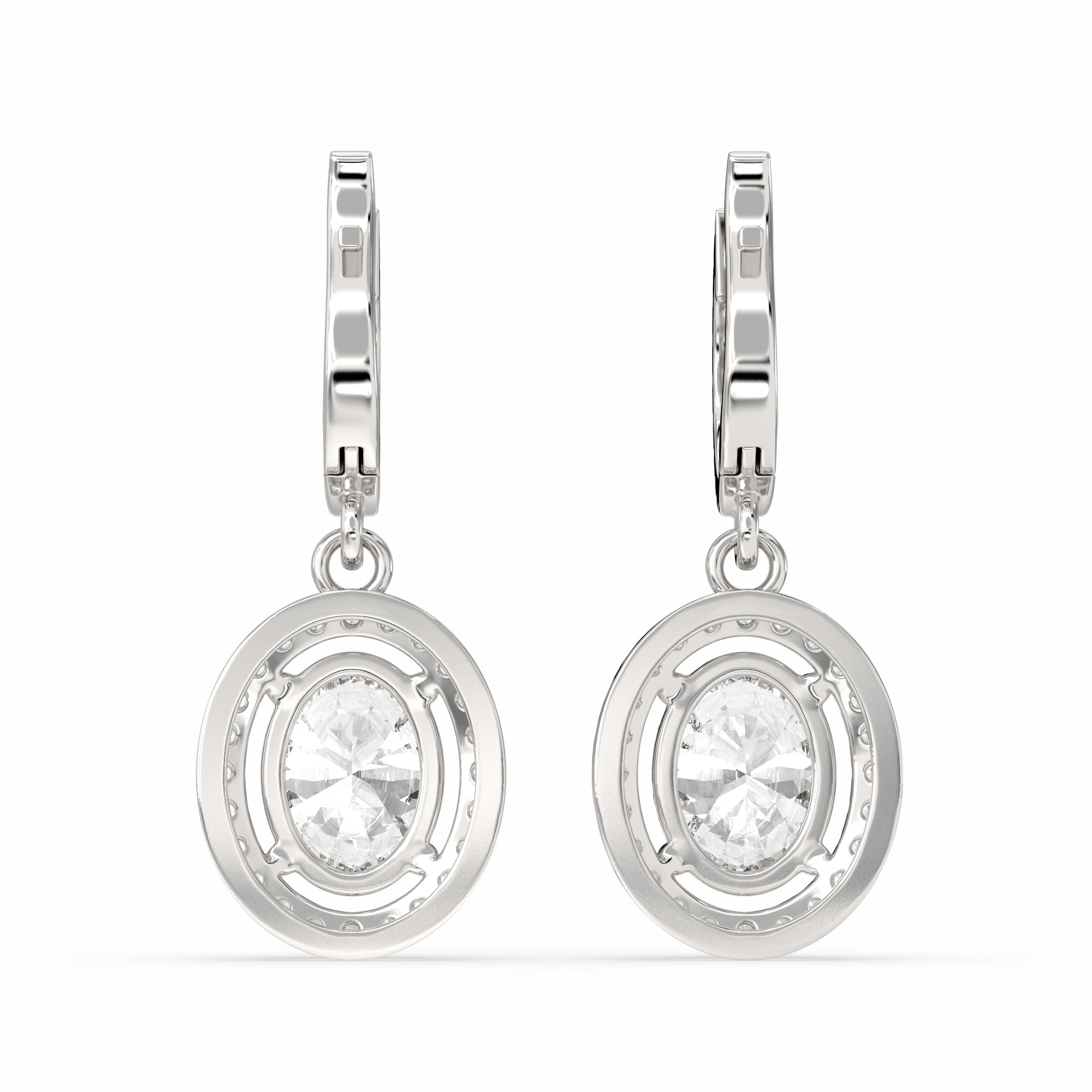 Bahir Oval Drop Earring in white gold