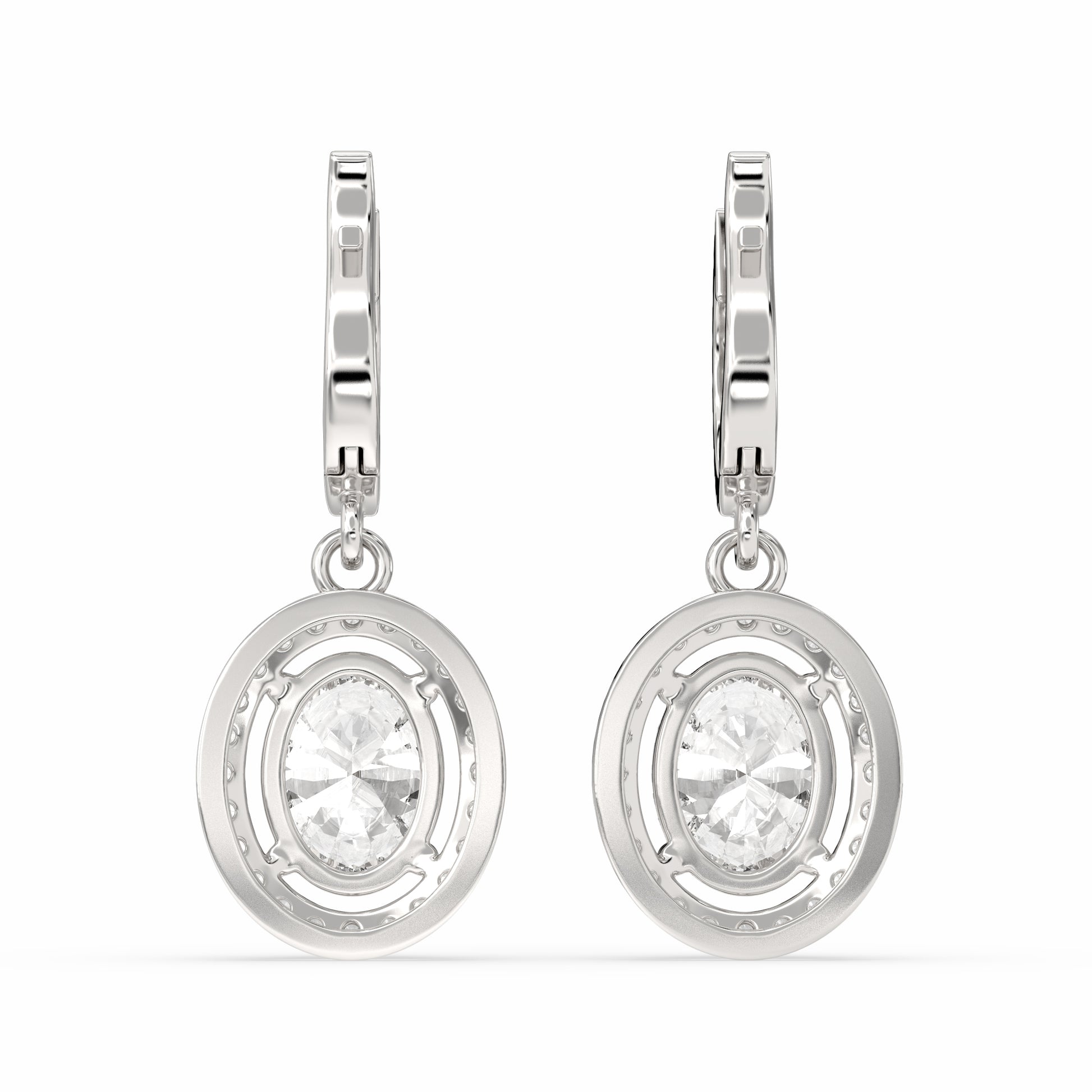 Bahir Oval Drop Earring in white gold