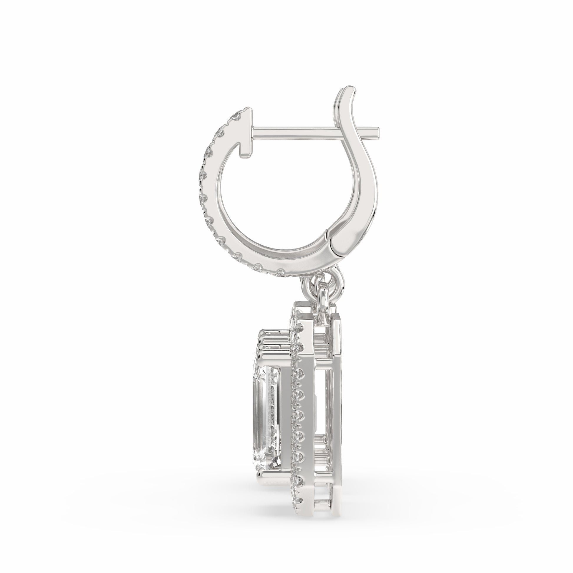 Baraq Emerald Drop Earring in 14 karat white gold