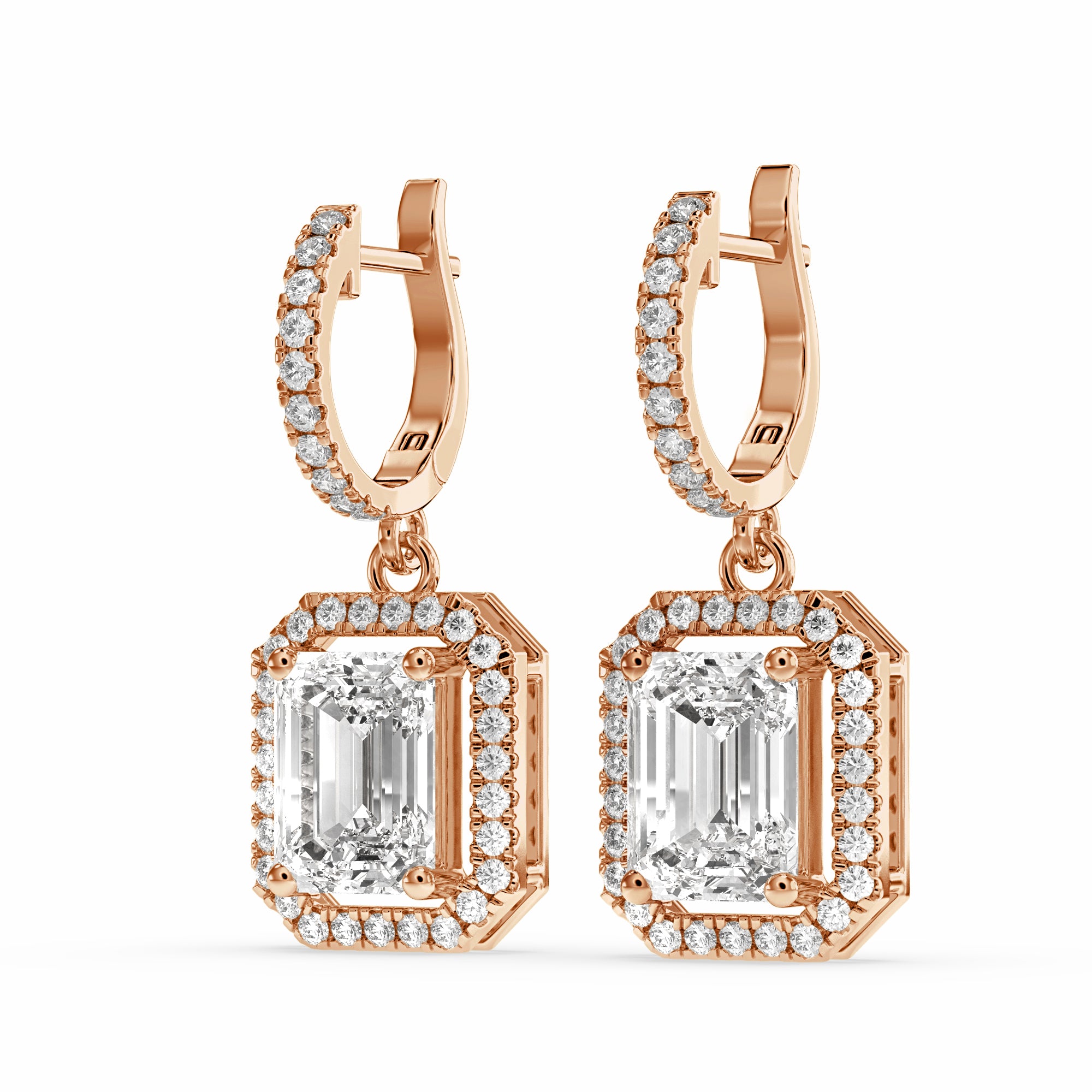 Baraq Emerald Drop Earring in 18 karat rose gold