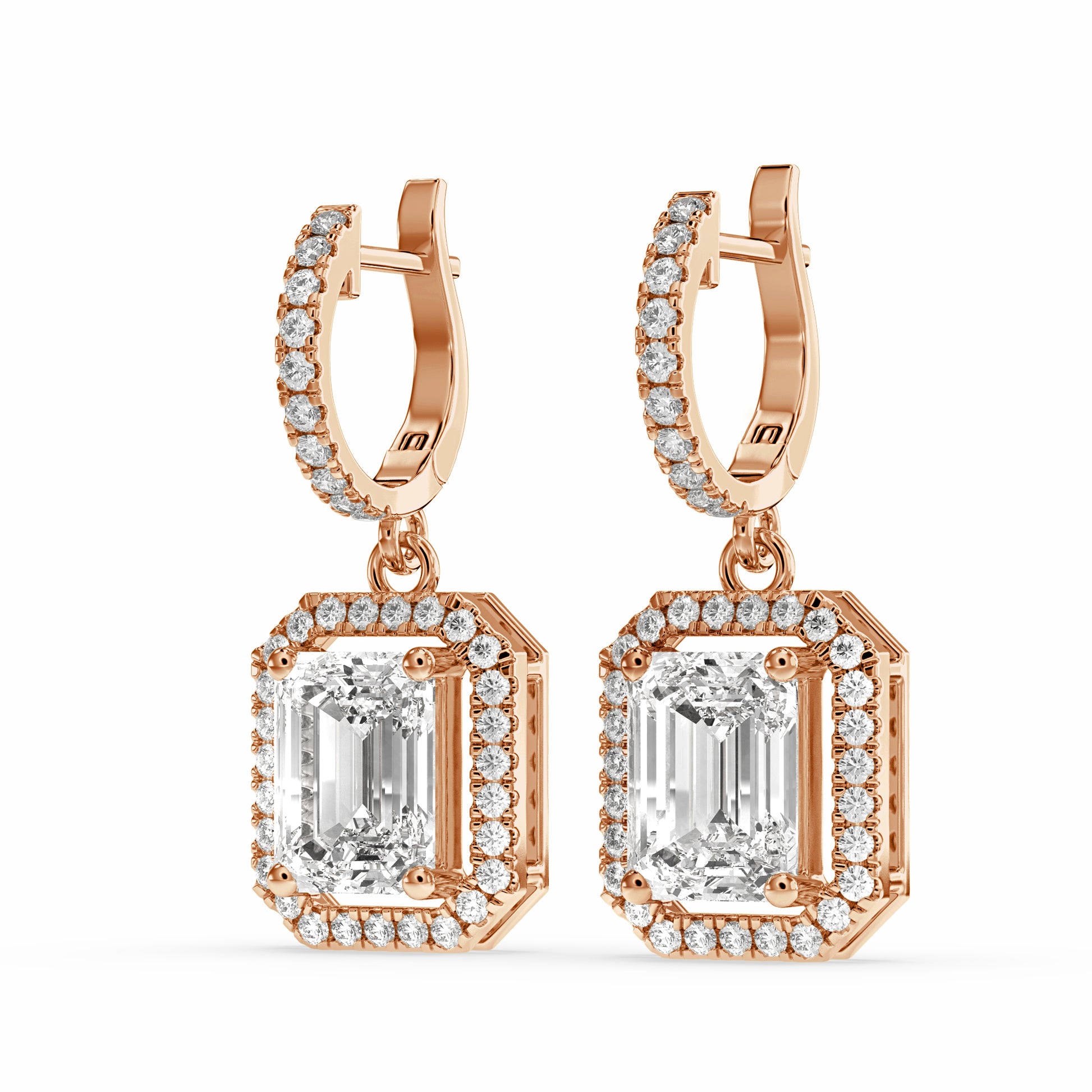 Baraq Emerald Drop Earring in 18 karat rose gold