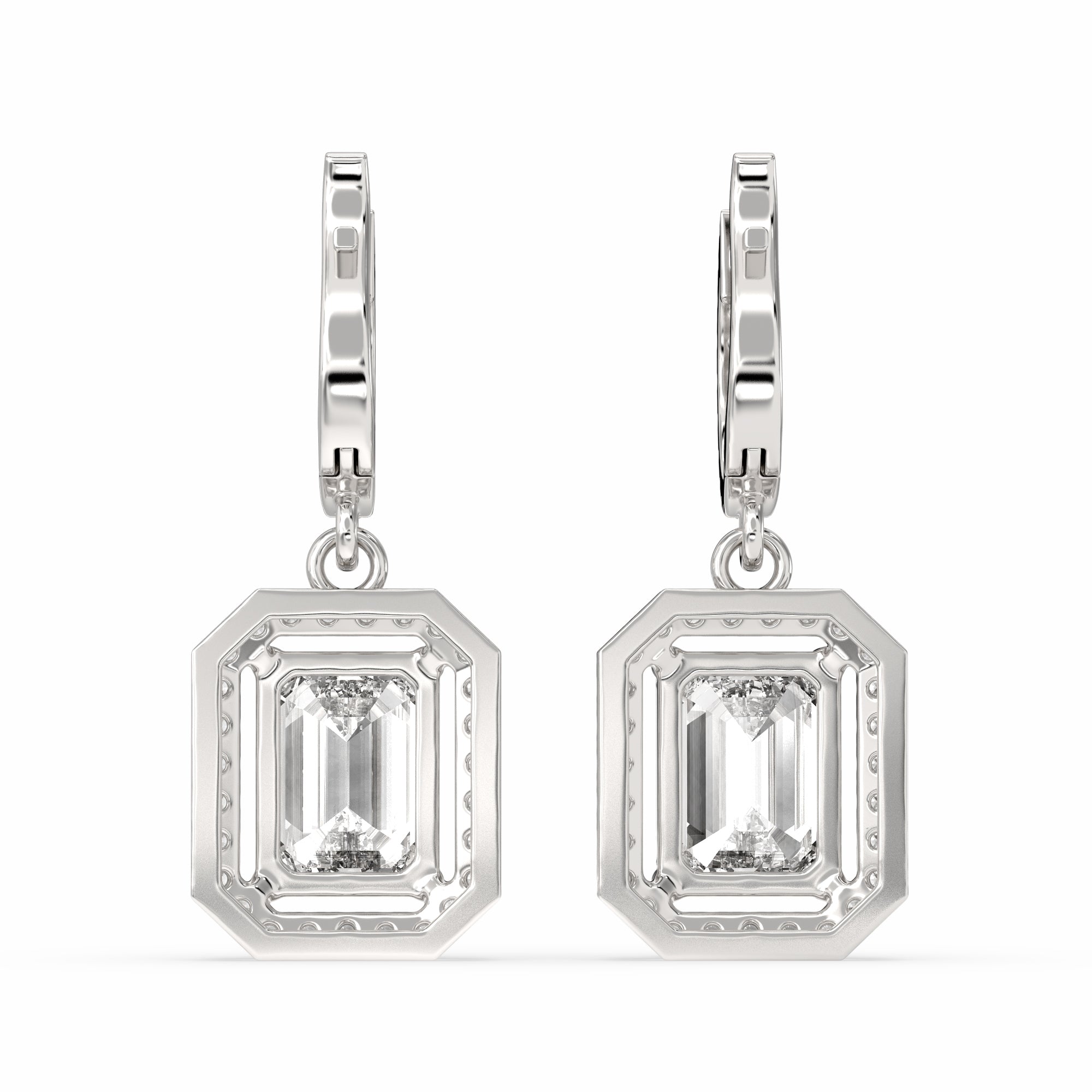 Baraq Emerald Drop Earring in 18 karat white gold