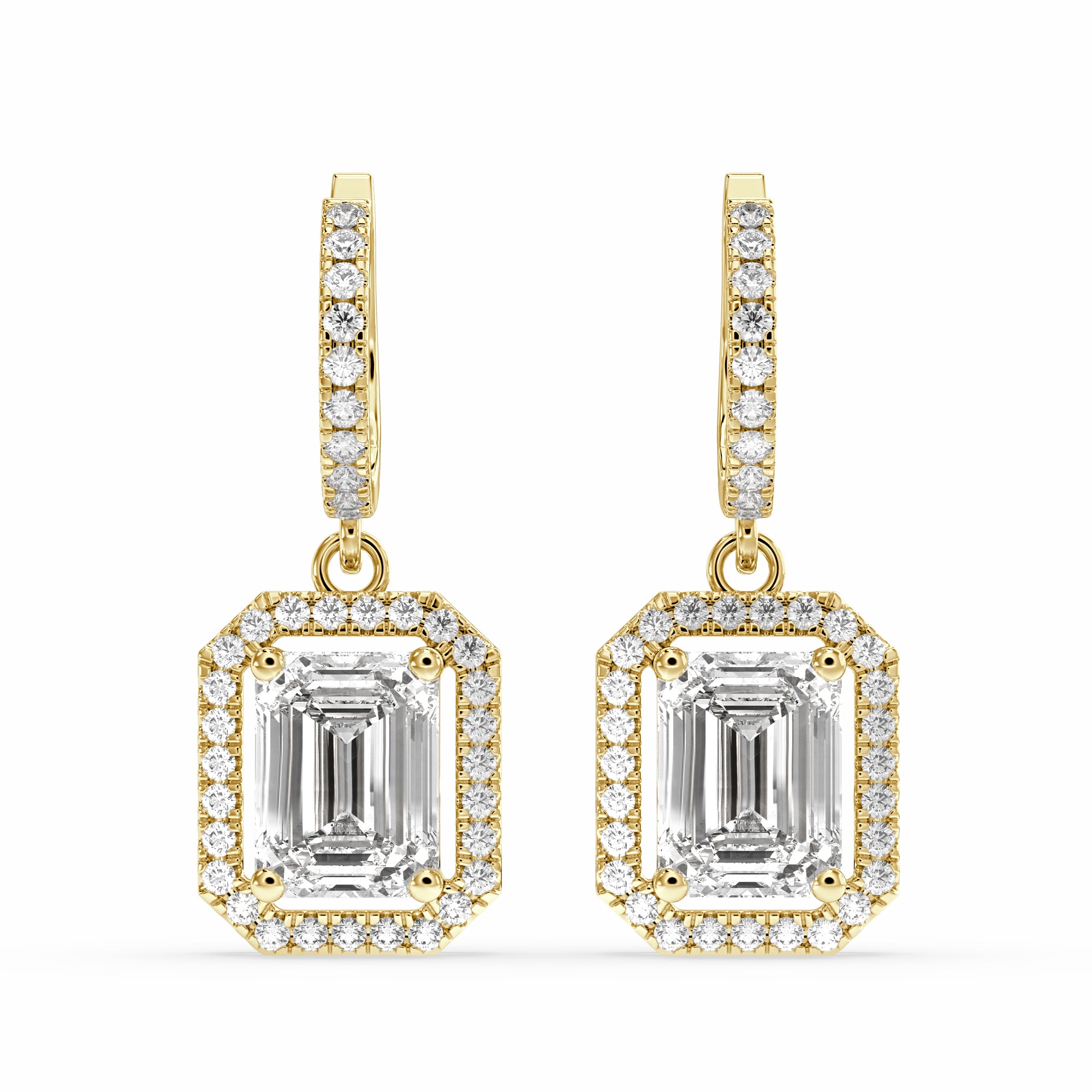 Baraq Emerald Drop Earring in lab diamodns