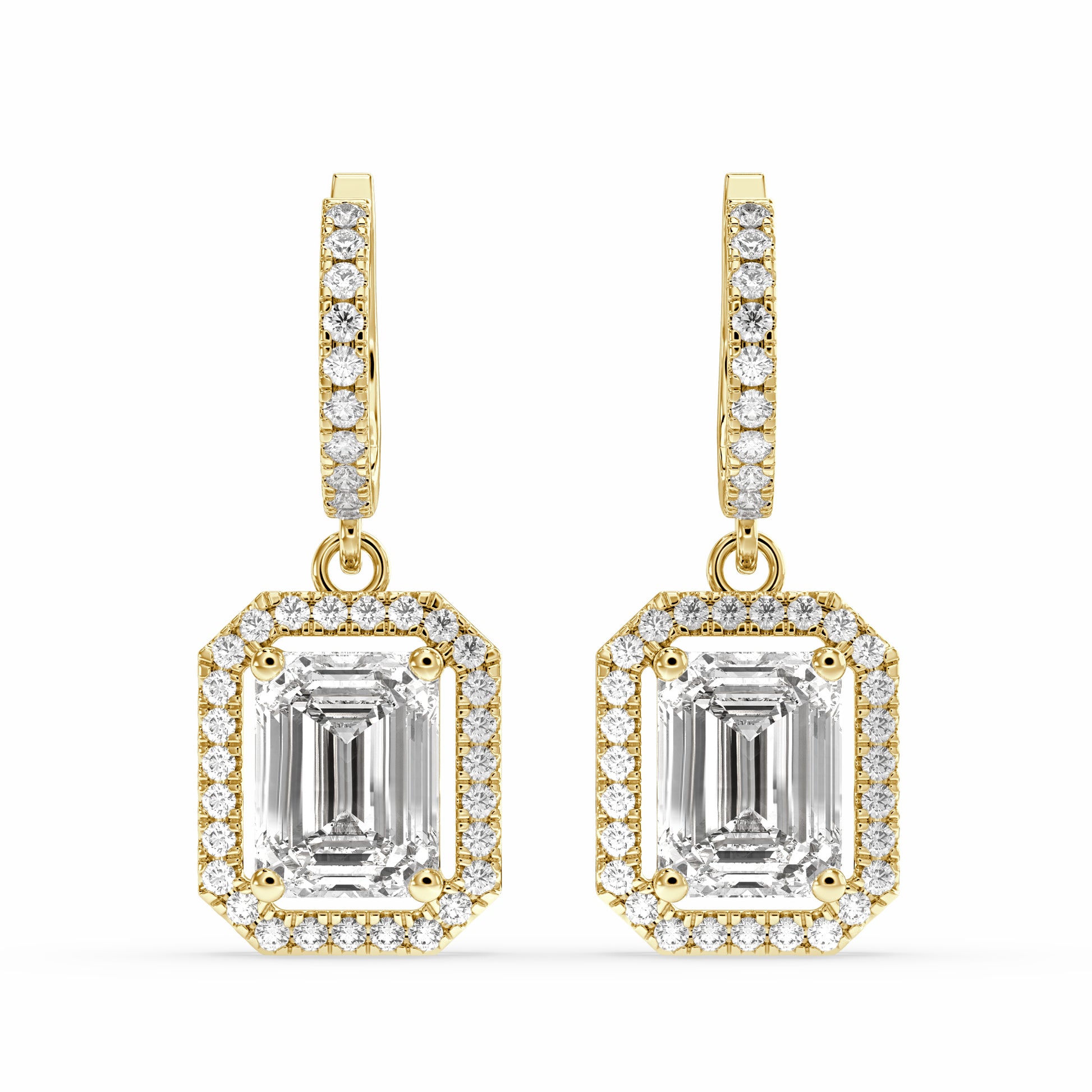 Baraq Emerald Drop Earring in lab diamodns