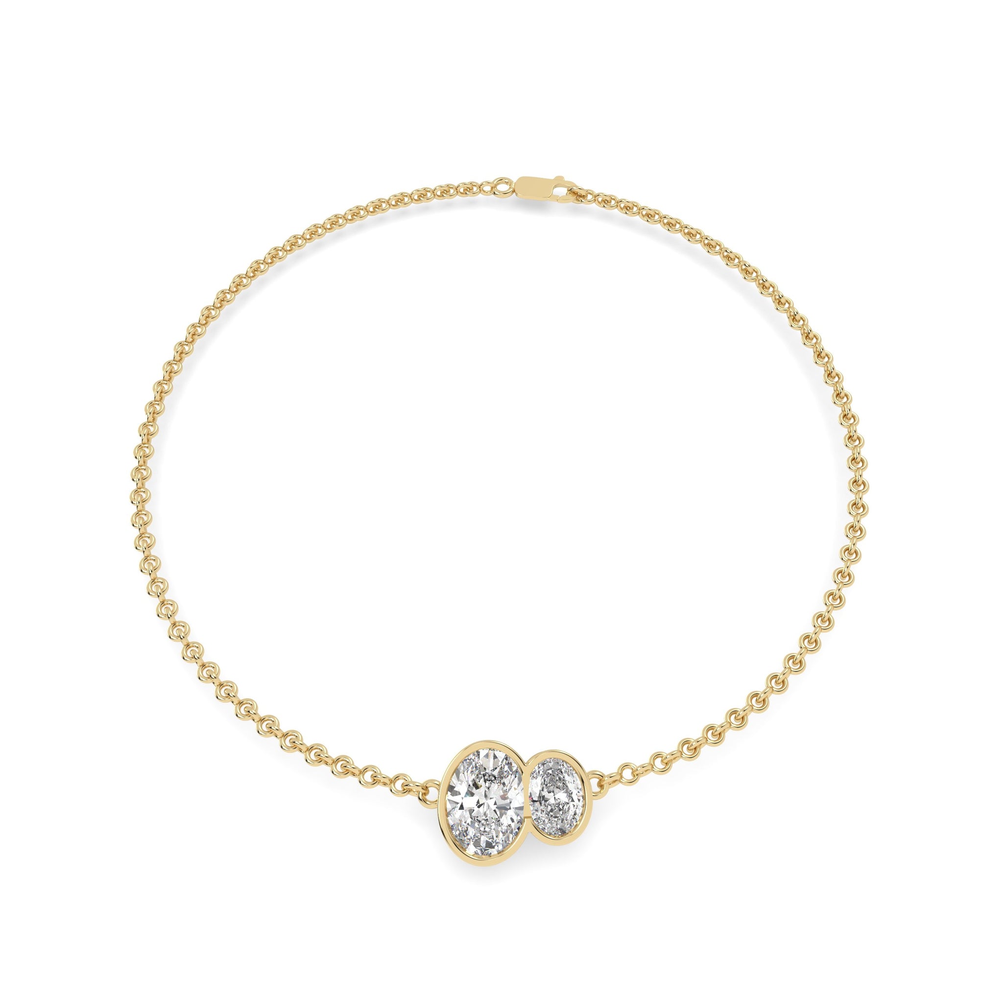 Buraq Oval Duet Bezel Bracelet for women in lab diamond