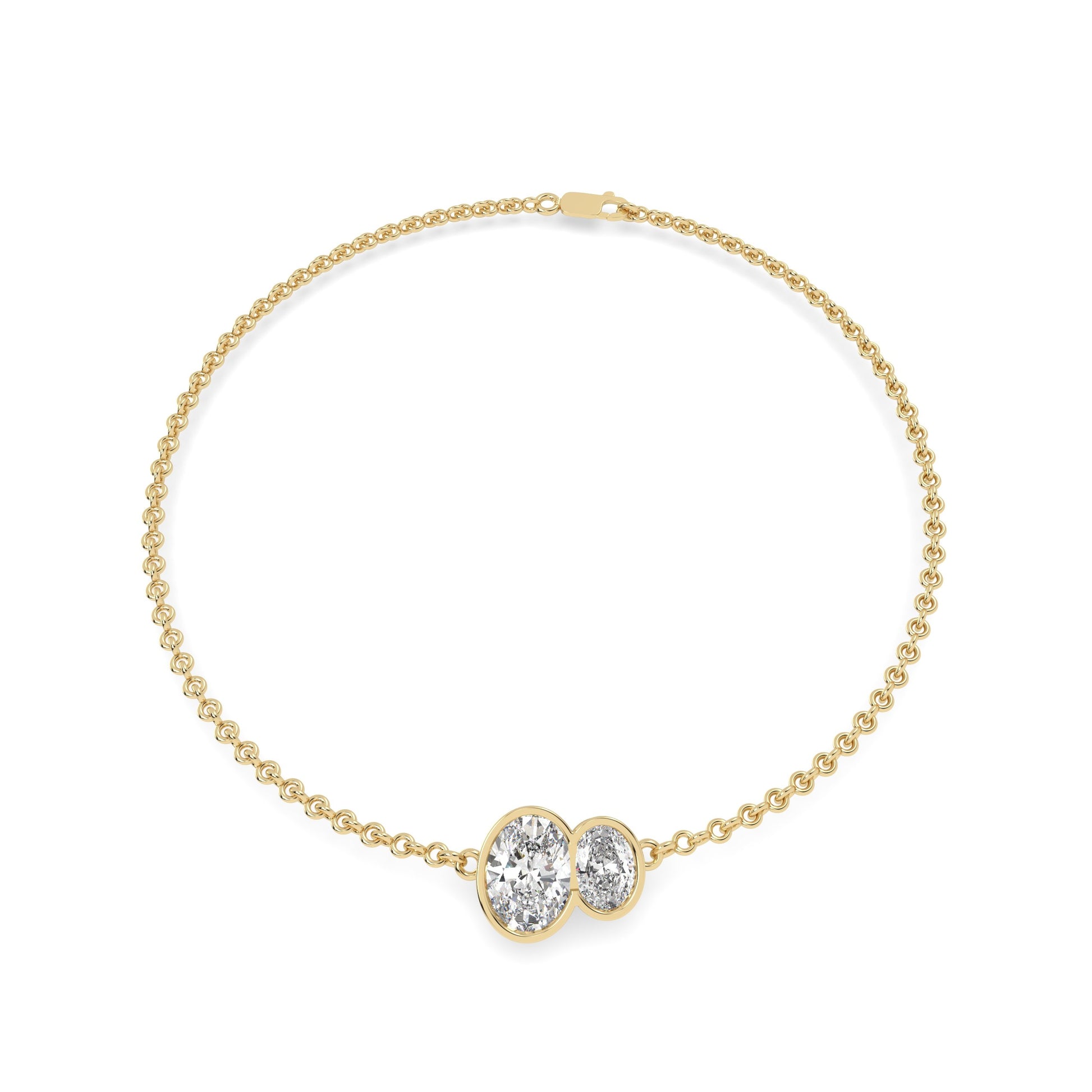 Buraq Oval Duet Bezel Bracelet for women in lab diamond