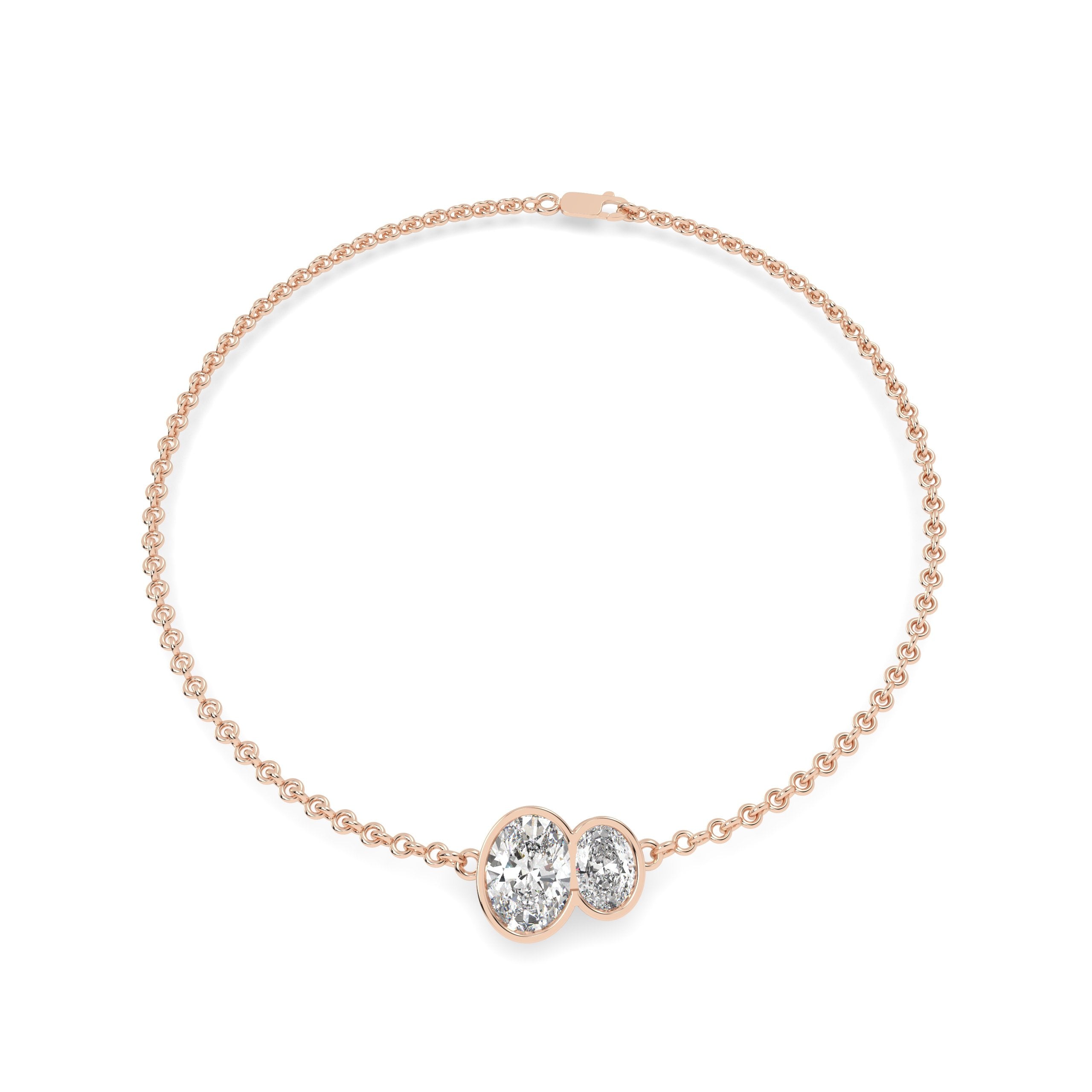 Buraq Oval Duet Bezel Bracelet for women in rose gold