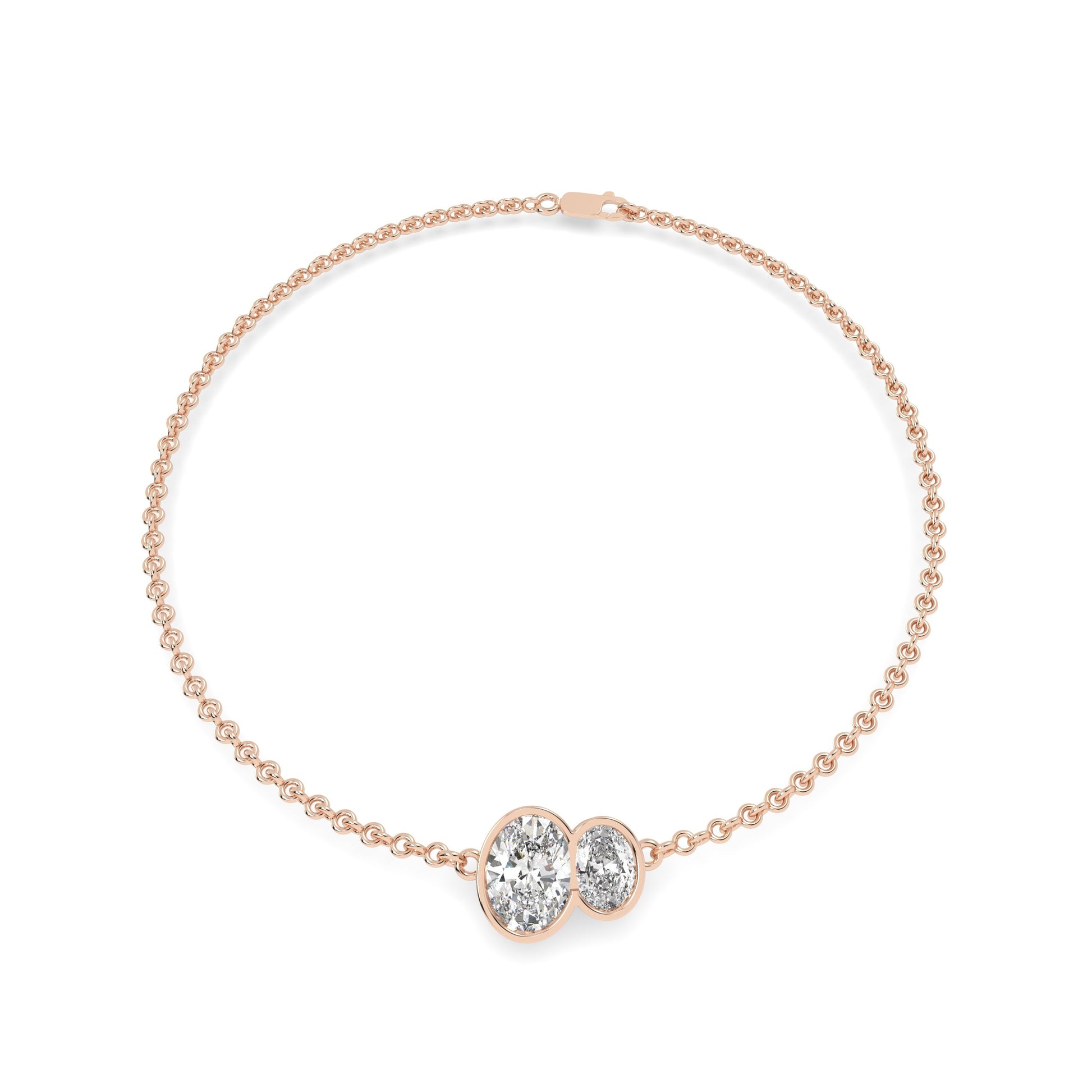 Buraq Oval Duet Bezel Bracelet for women in rose gold