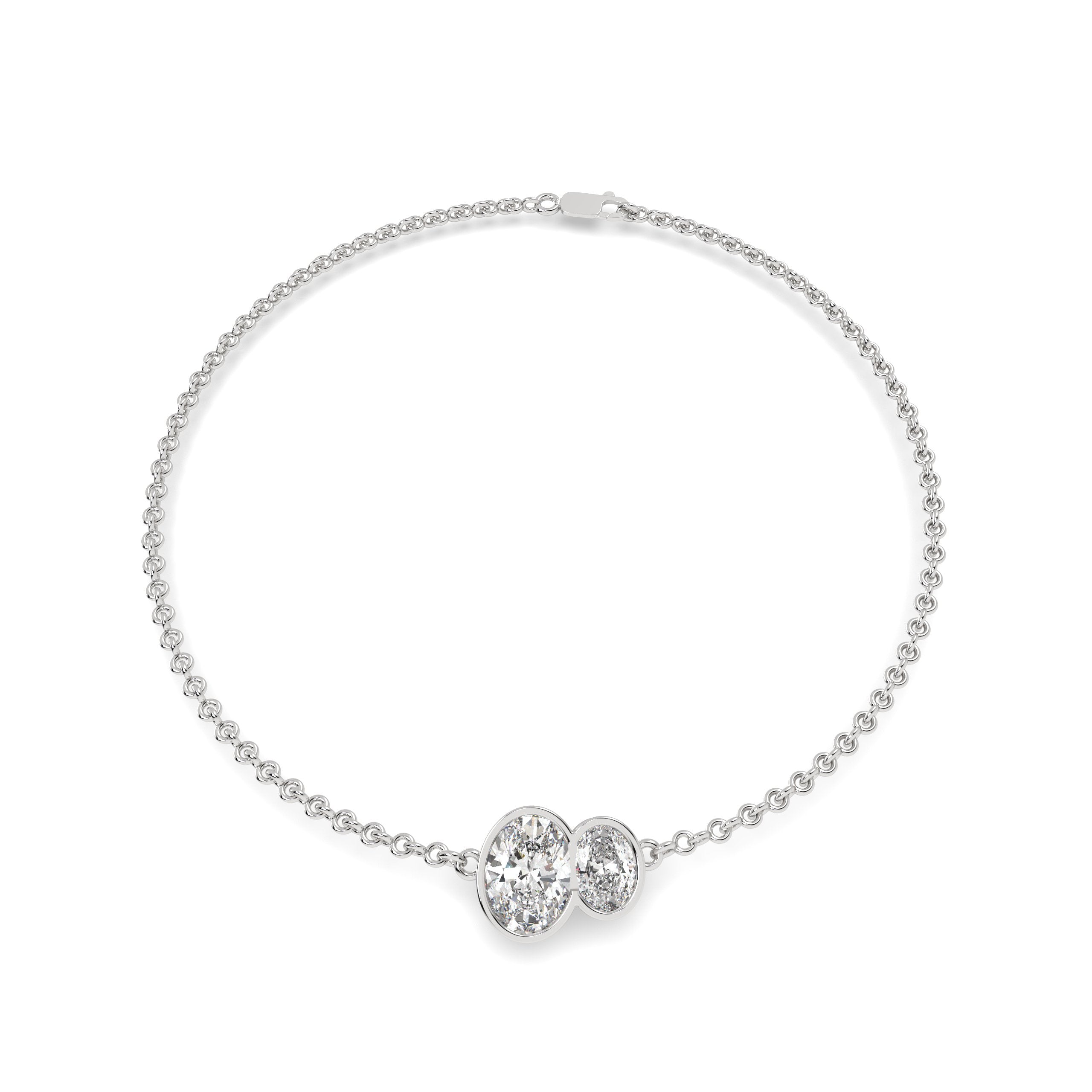 Buraq Oval Duet Bezel Bracelet for women in white gold