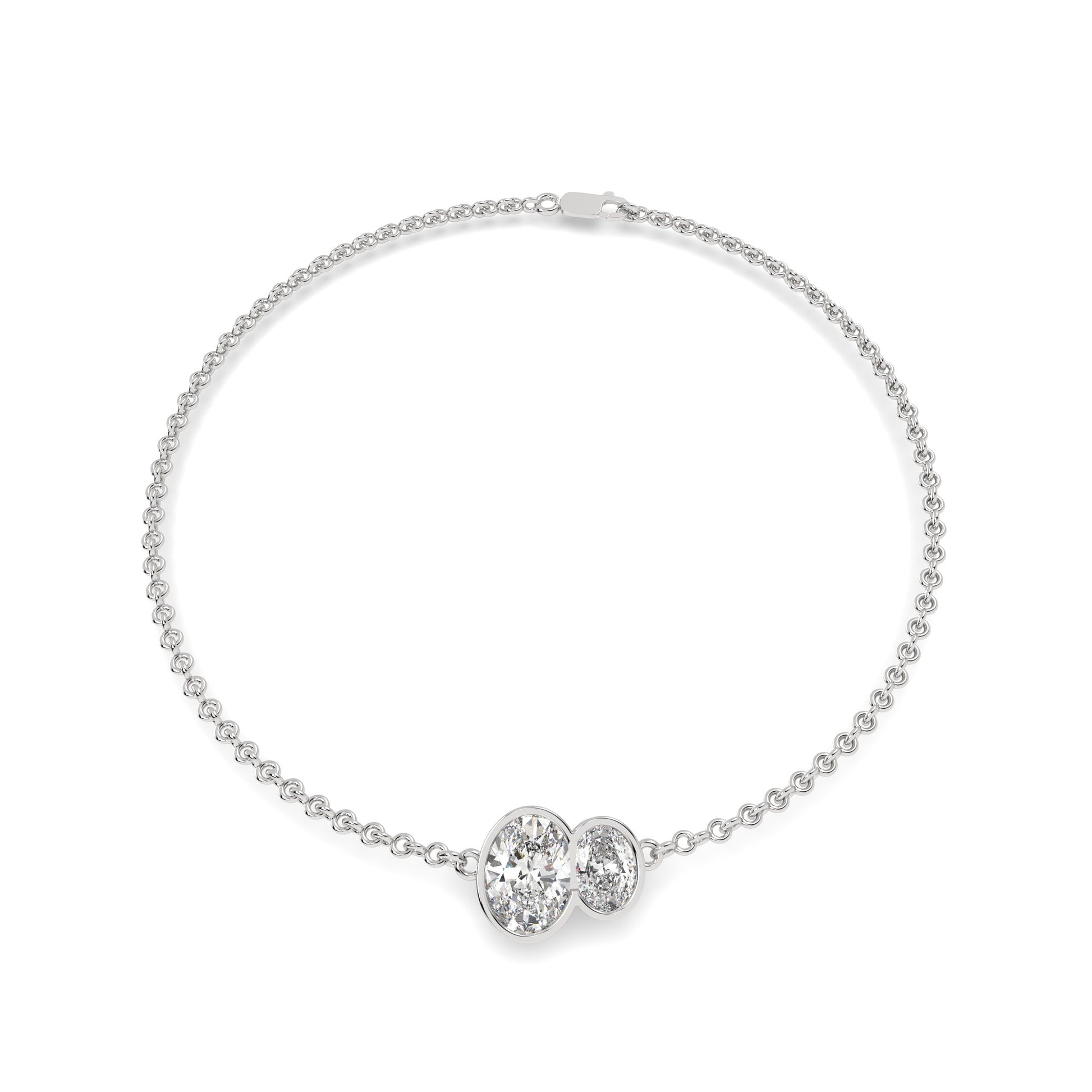 Buraq Oval Duet Bezel Bracelet for women in white gold