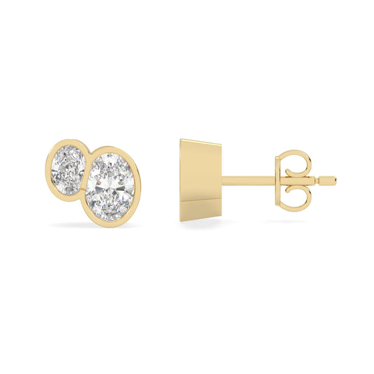 Buraq Oval Duet Bezel Studs in lab diamonds